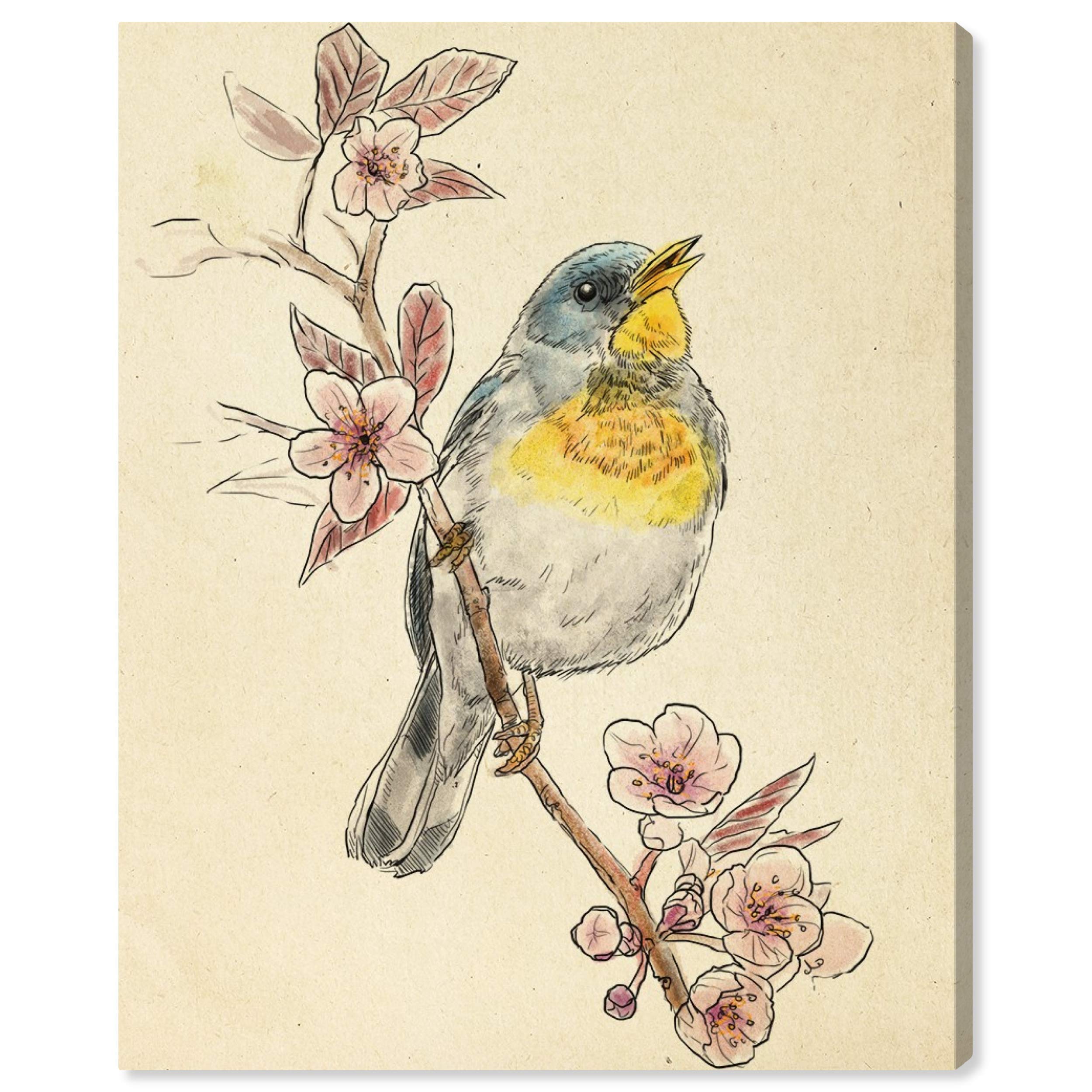 Yellow Bird Canvas Wall Art Print - 13x16 Inch Brown Animal Home Decor by Oliver Gal Artist Co. - Perfect for Living Room, Bedroom & Office Decor