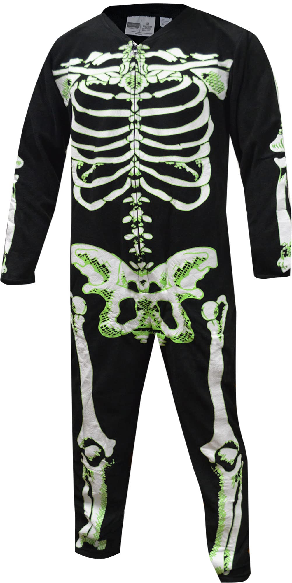 Bioworld Merchandising Glow in The Dark Skeleton Bones Onesie Pajama for Men & Women - Halloween Costume, Sleepwear, Party Outfit