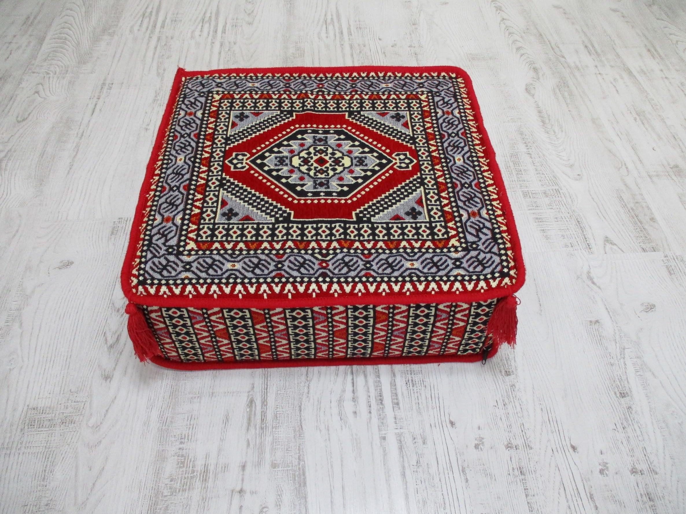 Handmade Kilim Poufs & Ottoman Footstools - Arabic Coffee Table, Floor Seating, Pet Bed - Filled with High-Density Foam for Living Room, Bedroom & Boho Decor