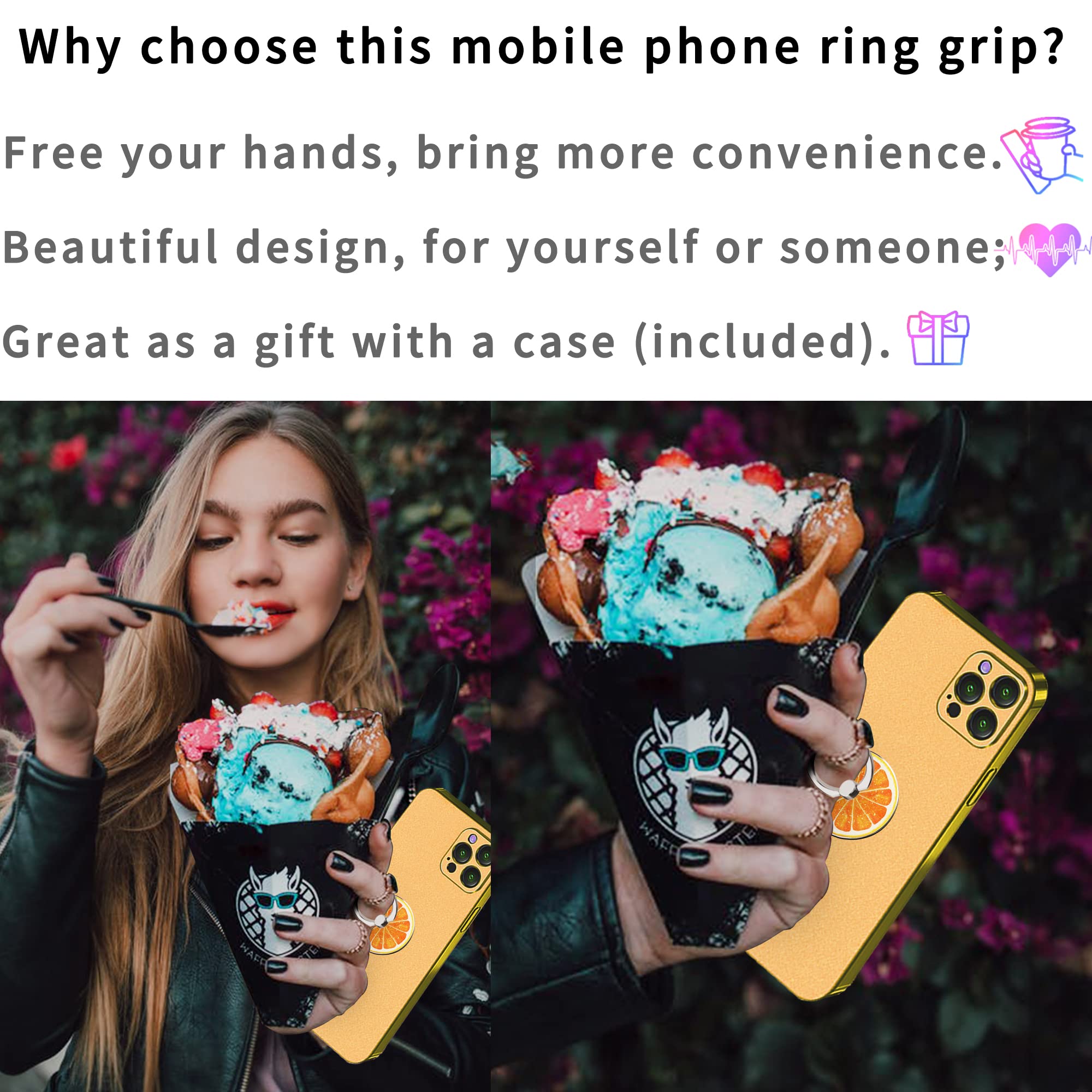 Fruit Orange Phone Holder Ring Grip - Adjustable Finger Ring Stand for Cell Phones & Tablets | Perfect for Hands-Free Viewing, Gaming, and Video Calls