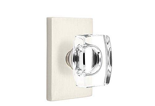 Emtek Privacy Set - Modern Rectangle Rosette & Windsor Crystal Knob in Oil Rubbed Bronze | Elegant Door Hardware for Bedrooms, Bathrooms & Private Spaces