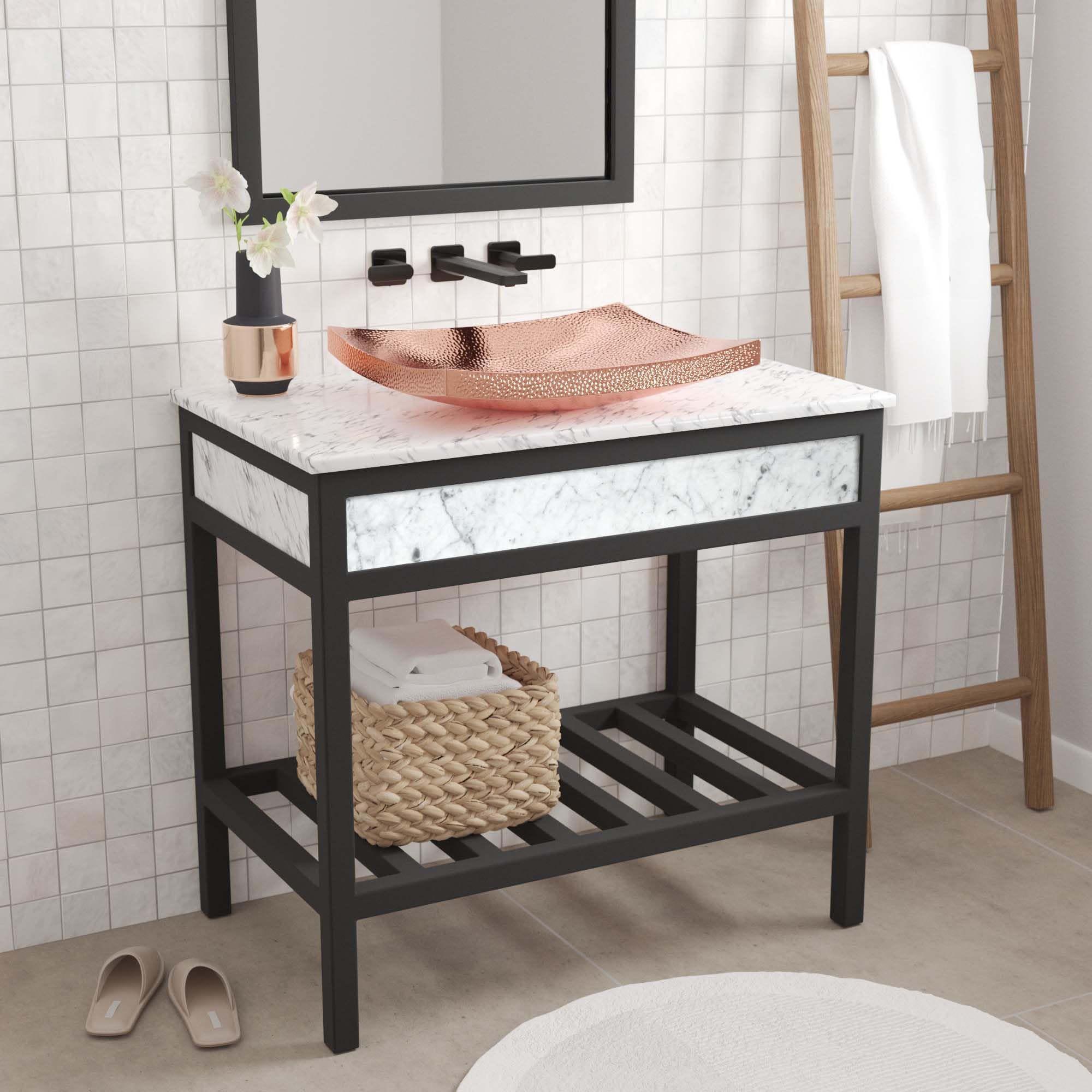 VNR365 Cuzco 36-Inch Bathroom Vanity Base in Brushed Nickel – Modern Bathroom Storage Solution for Home & Apartment Renovation