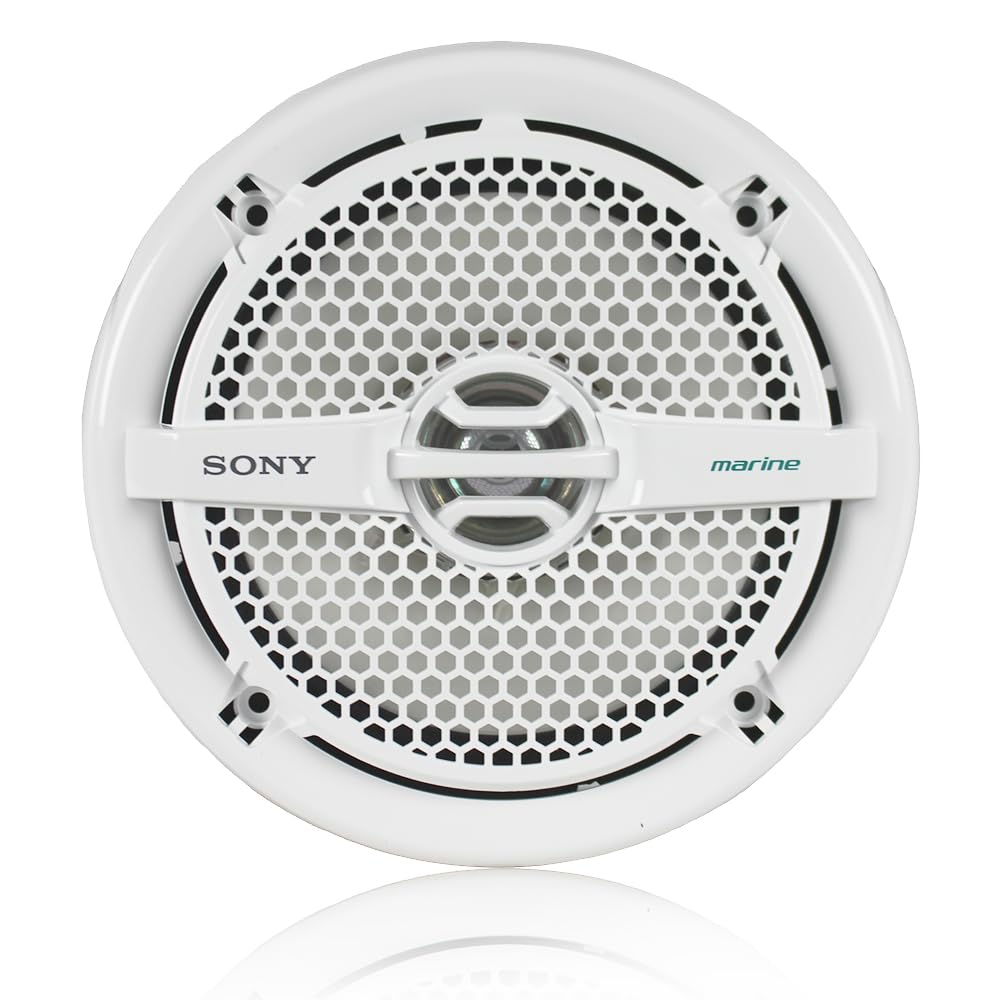 Sony Marine Audio Speakers - 6.5 Inch Waterproof Marine Stereo Speakers with Dual Cone Design for Boats, Pools, Outdoor Use - White (Perfect for Marine Audio Systems, Yacht Parties & Poolside Entertainment)