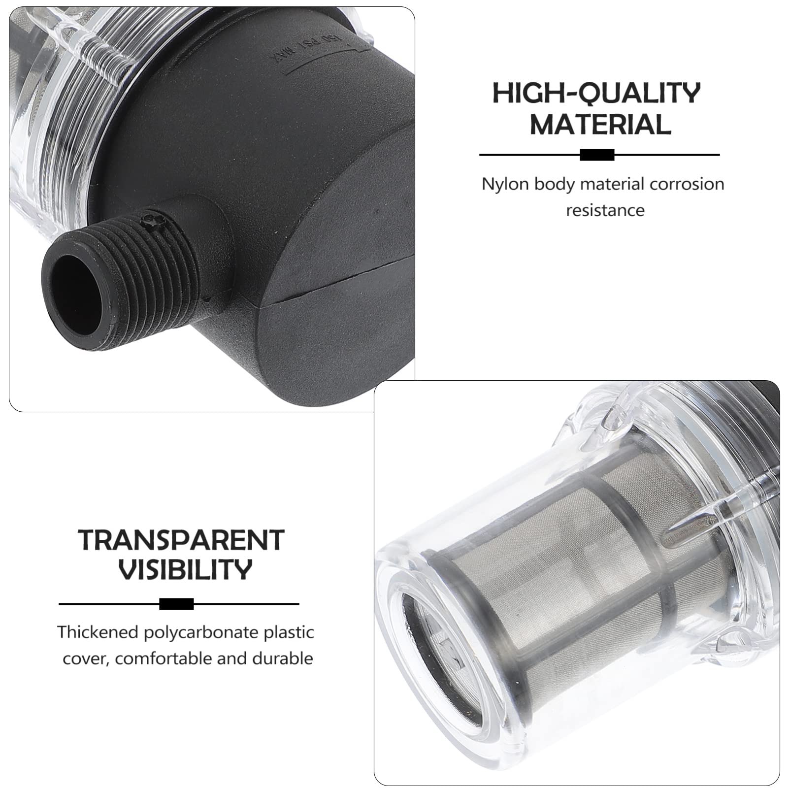 1Pc Black Water Hose Filter - Pre-Filter Mesh Strainer for Water Pump & Cleaner | Outdoor Gardening, Car Washing & Home Use