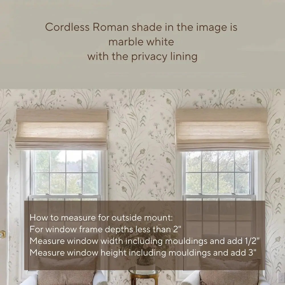 Natural Bamboo Woven Paper Window Shade - Marble White | Eco-Friendly Roman Blinds for Living Room & Bedroom Decor