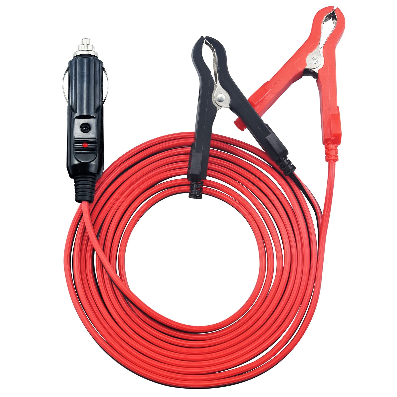12V Heavy-Duty 16AWG Cigarette Lighter to Alligator Clips Battery Charger Cable with 15A Fuse - 9.8FT Extension Cord for Car Jump Start, Power Inverters & Emergency Battery Charging