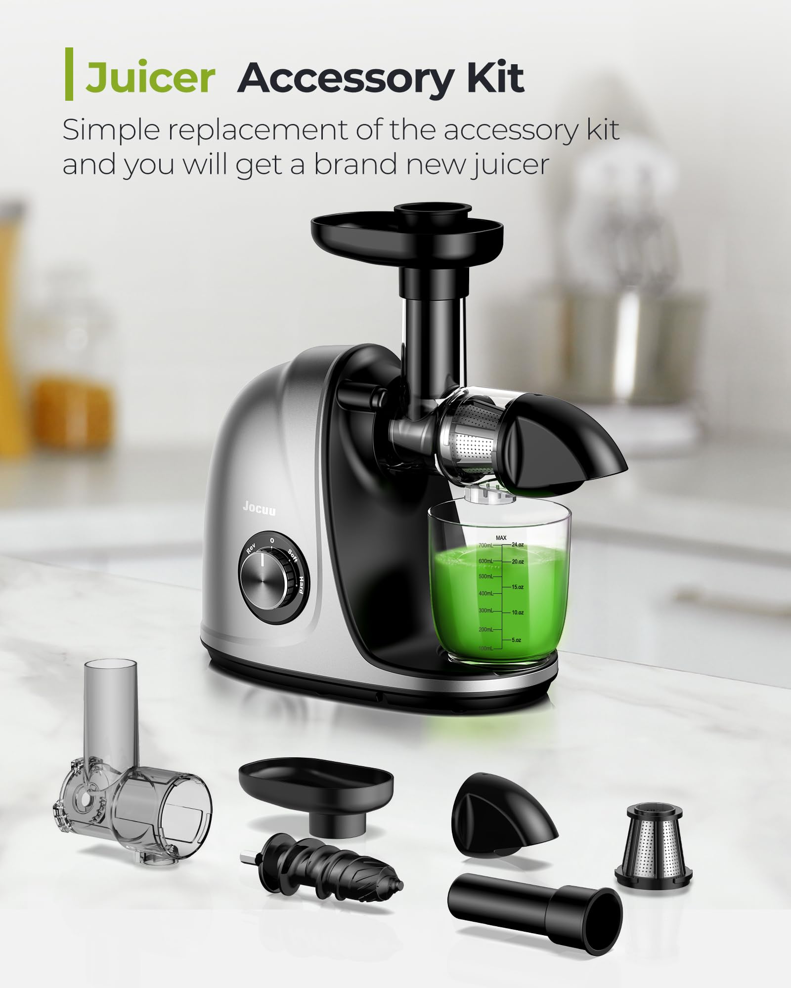 JOCUU ZM1503 Juicer Replacement Parts Kit - Upgrade Your Slow Juicer with Body, Auger, Filter & Chute | Compatible with JOCUU & AMZCHEF Masticating Juicers | Perfect for Fresh Juice, Smoothies & Healthy Drinks at Home