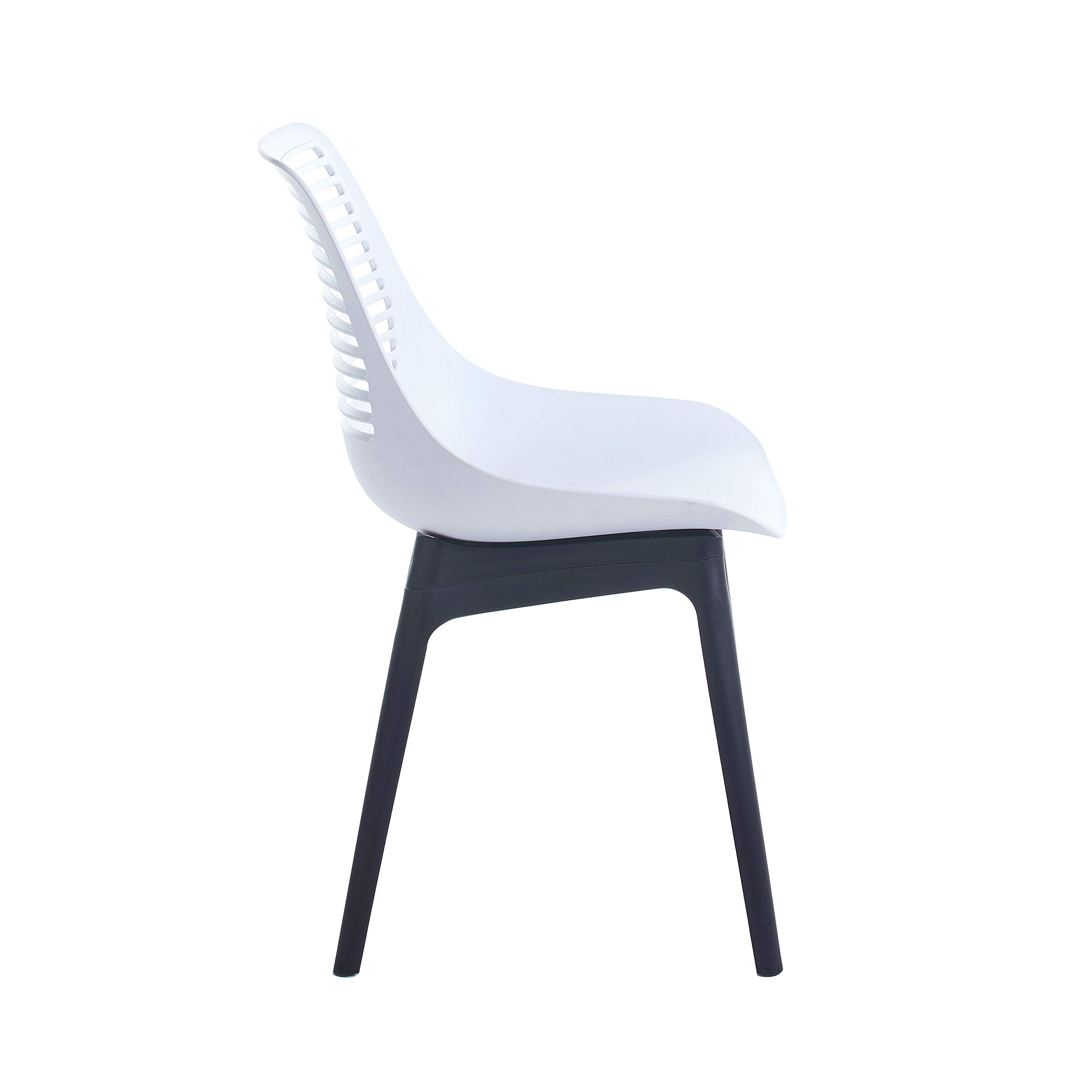 Porthos Home Moe Modern Dining Chairs Set of 2 - Waterproof & Stain Resistant Plastic Shell with Decorative Grooves for Airflow - Perfect for Kitchen, Dining Room, or Outdoor Patio Use