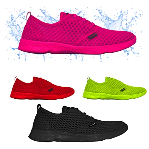 Women's Quick-Drying Water Shoes - Lightweight Non-Slip Aqua Sneakers for Beach, Pool & Outdoor Activities | Wave Runner Style (Pink, Size 6)