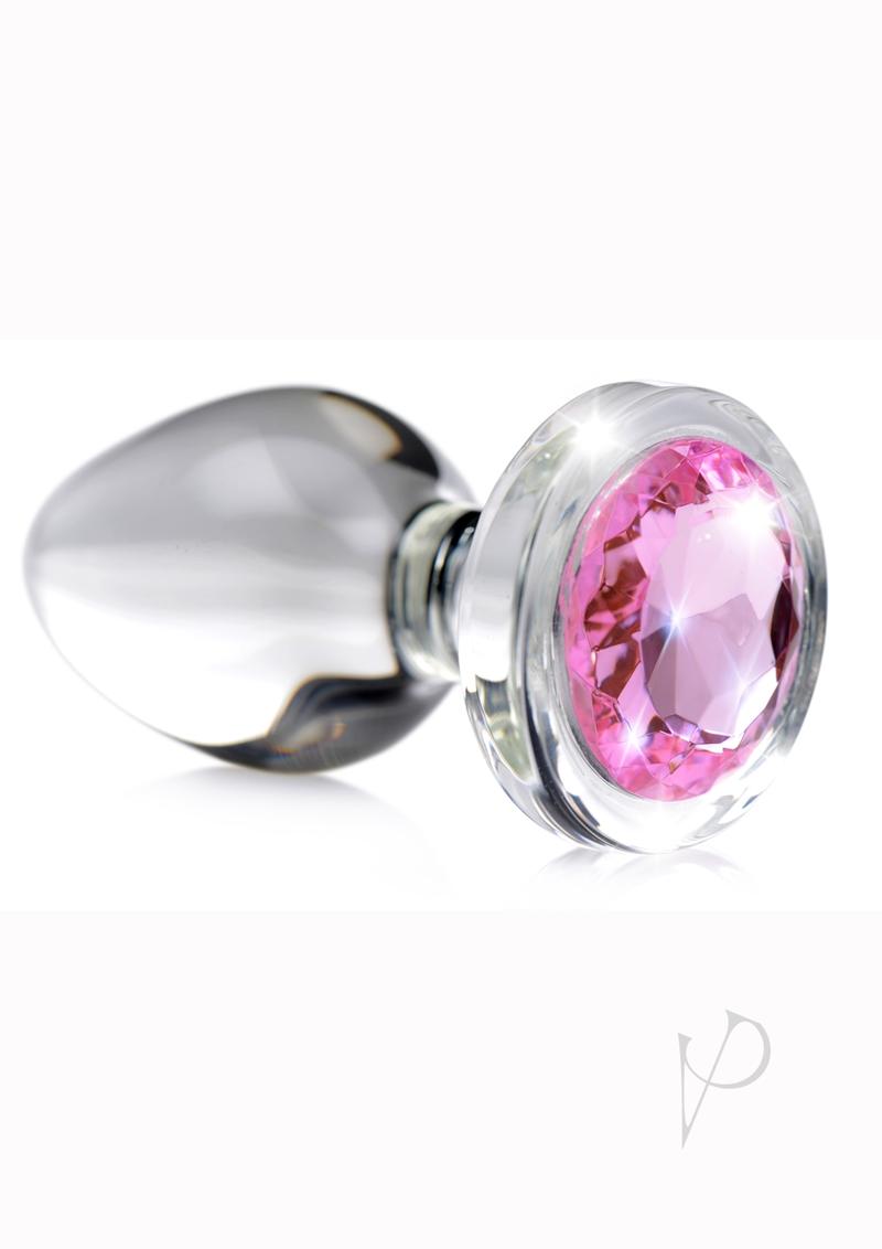 Booty Sparks Pink Gem Glass Anal Plug - Small Size, Vibrant Pink - Perfect for Sensual Play & Beginner Anal Training