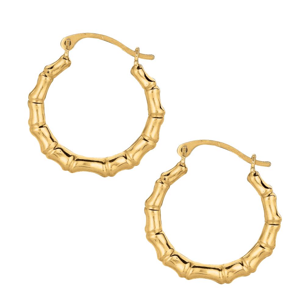 10K Gold Bamboo Hoop Earrings for Women - Dainty & Elegant Everyday Jewelry - Perfect for Casual Wear, Office & Special Occasions