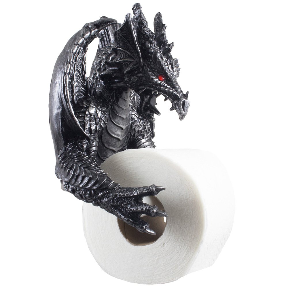 Metallic Winged Dragon Toilet Paper Holder - Medieval Gothic Bathroom Decor, Fantasy Home Accessories & Unique Gift for Game of Thrones Fans - Perfect for Themed Bathrooms, D&D Rooms, and Fantasy Lovers