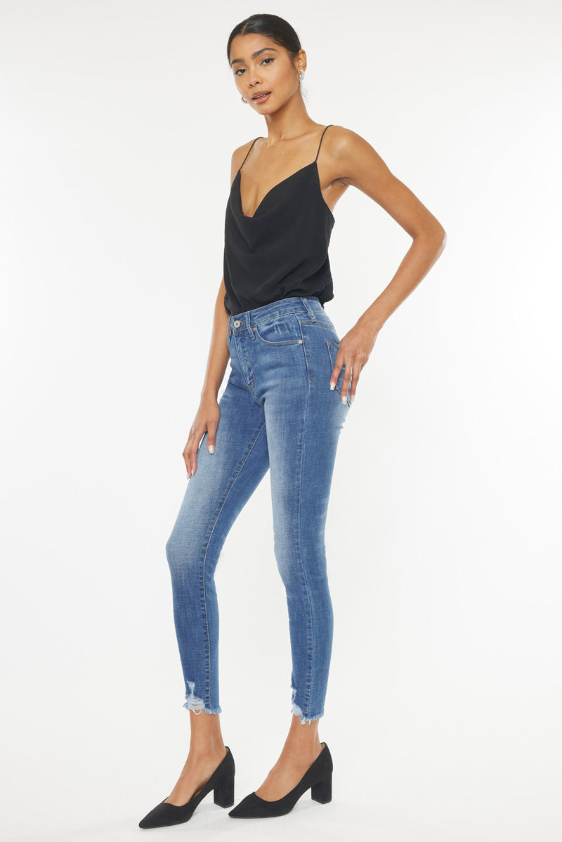 Esther High Rise Ankle Skinny Jeans for Women - Slim Fit Stretch Denim Pants, Comfortable & Fashionable - Perfect for Casual Outfits, Workwear and Night Out
