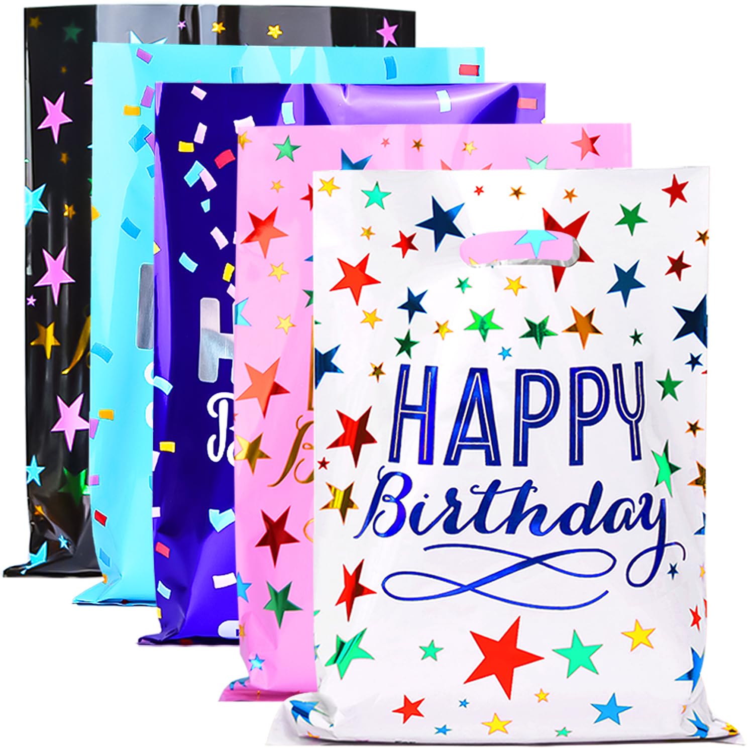 40 Pack Colorful Party Favor Bags for Kids Birthday - 6.7x9.7 Inch Assorted Goodie Gift Bags for Girls & Boys Birthday Party, Baby Shower, School Events & Holiday Celebrations