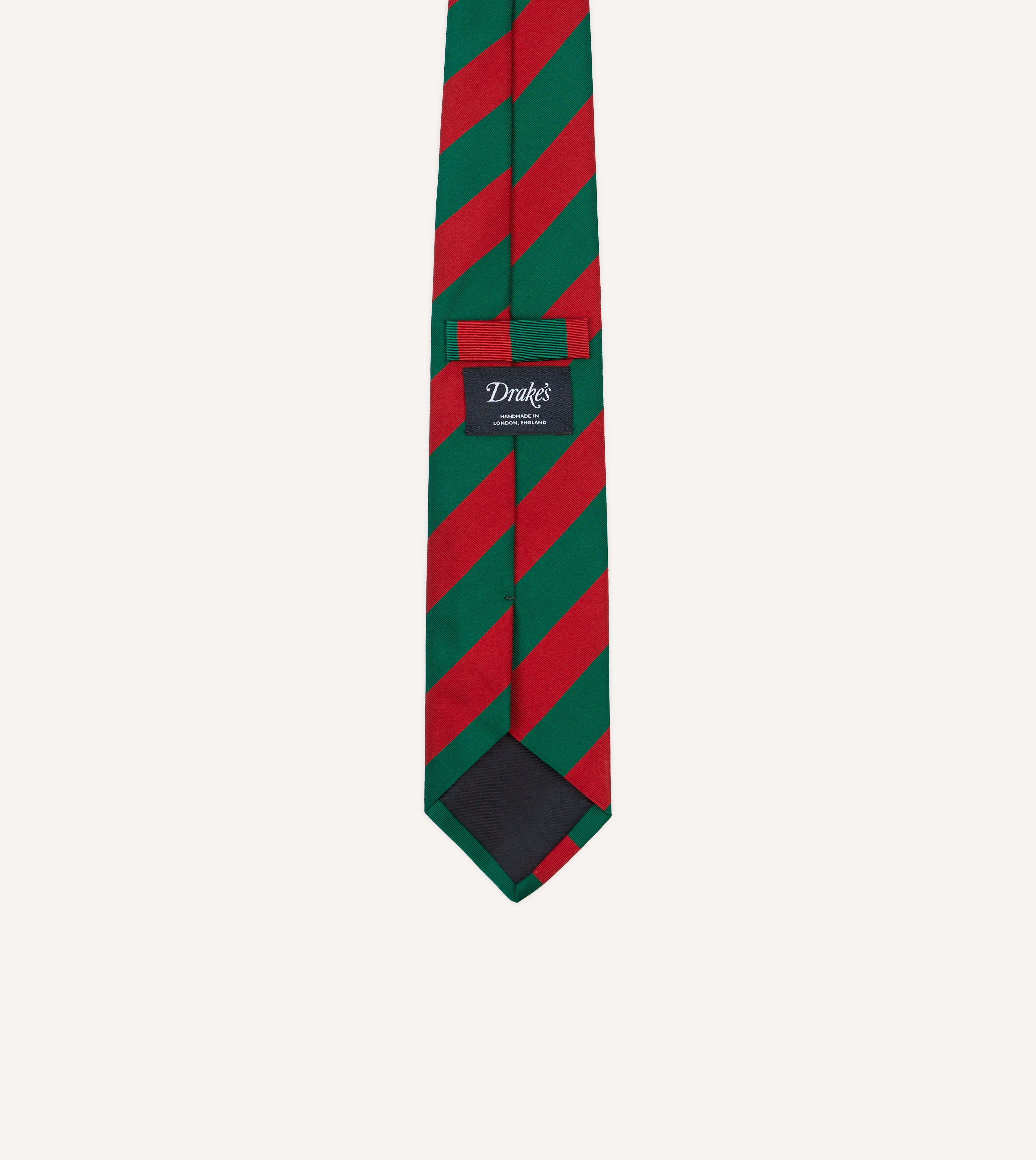 Premium Green & Red Block Stripe Mogador Silk Necktie - Elegant Silk-Tipped Tie for Business, Weddings & Formal Occasions