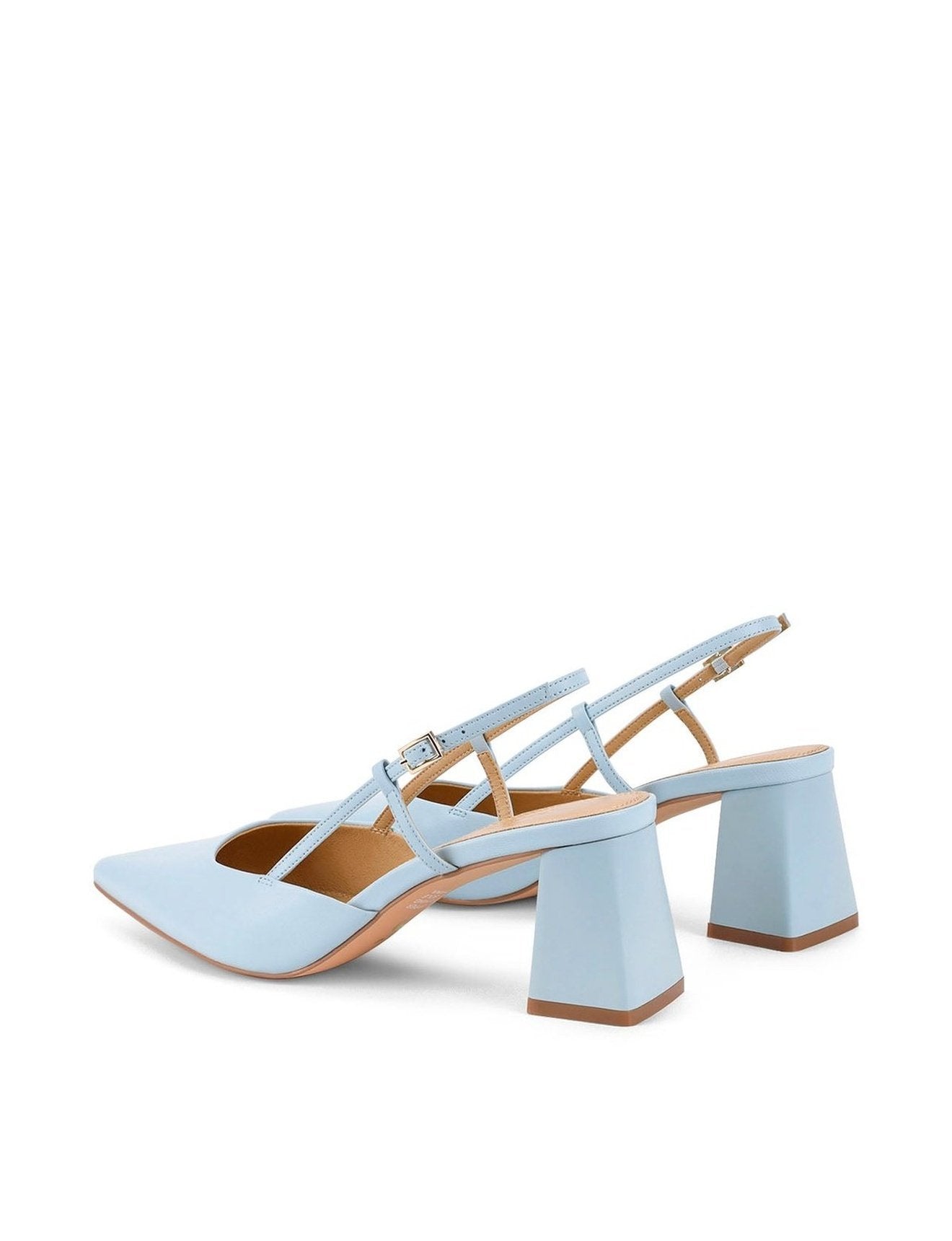 Yasmine Slingback Heels - Pale Blue Leather Women's Dress Shoes for Weddings, Parties & Office Wear | Comfortable & Stylish Mid Heel Pumps
