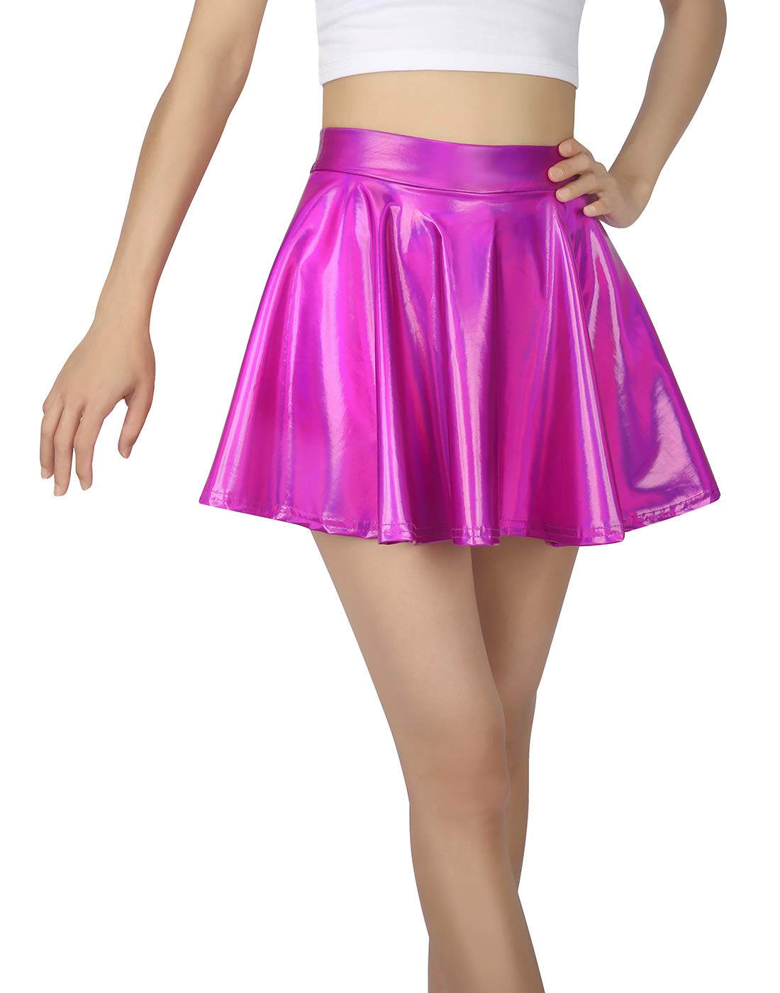 HDE Girls Metallic Skater Skort - Shiny Holographic Dance Skirt for Cheerleading, Gymnastics & Scooter Riding | Athletic Wear for Kids & Teens
