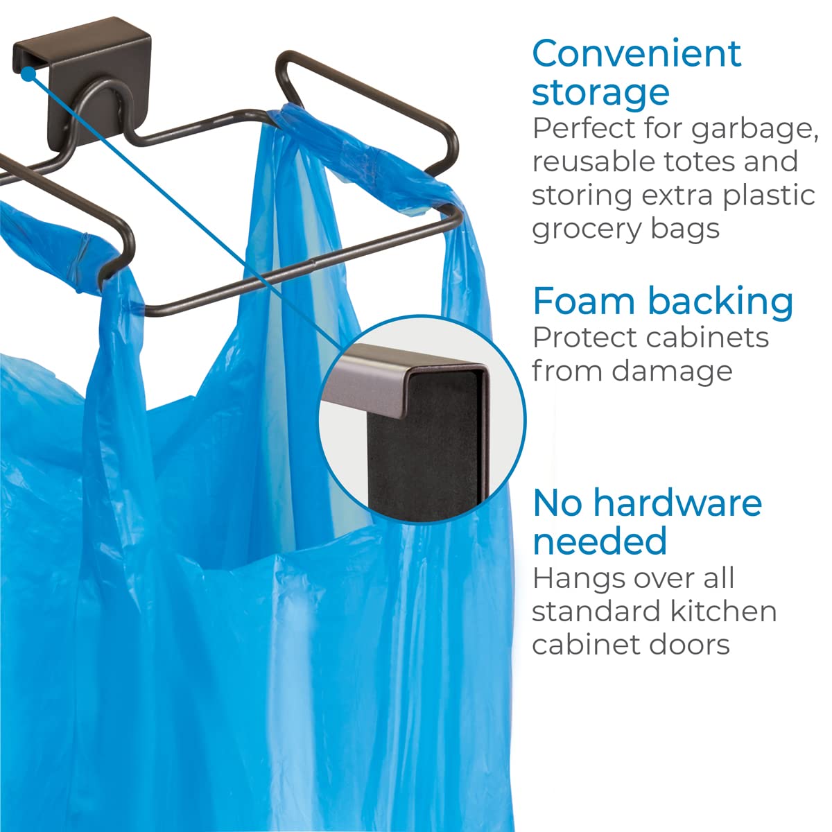 InterDesign Classico Over Cabinet Plastic Bag Holder – Bronze Kitchen Storage Organizer for Grocery Bags | Space-Saving Solution for Pantry, Laundry Room & Small Spaces