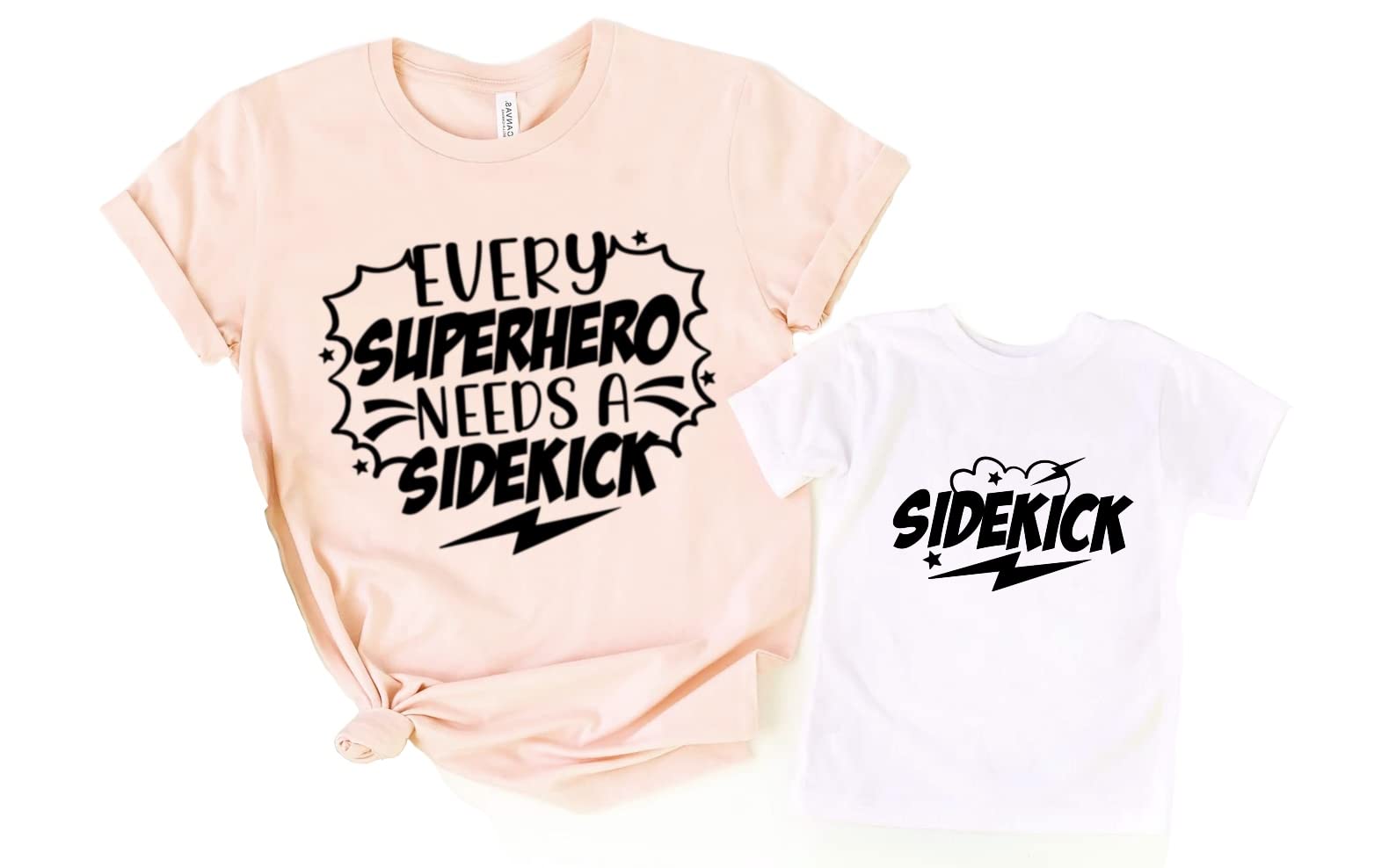 Superhero Sidekick T-Shirts - Matching Mom & Baby Shirts, Gifts for Mother, Dad, Sister & Brother | Toddler Short Sleeve Tops & Maternity Tees for Women | Perfect for Family Outfits, Birthday Gifts & Superhero-Themed Events