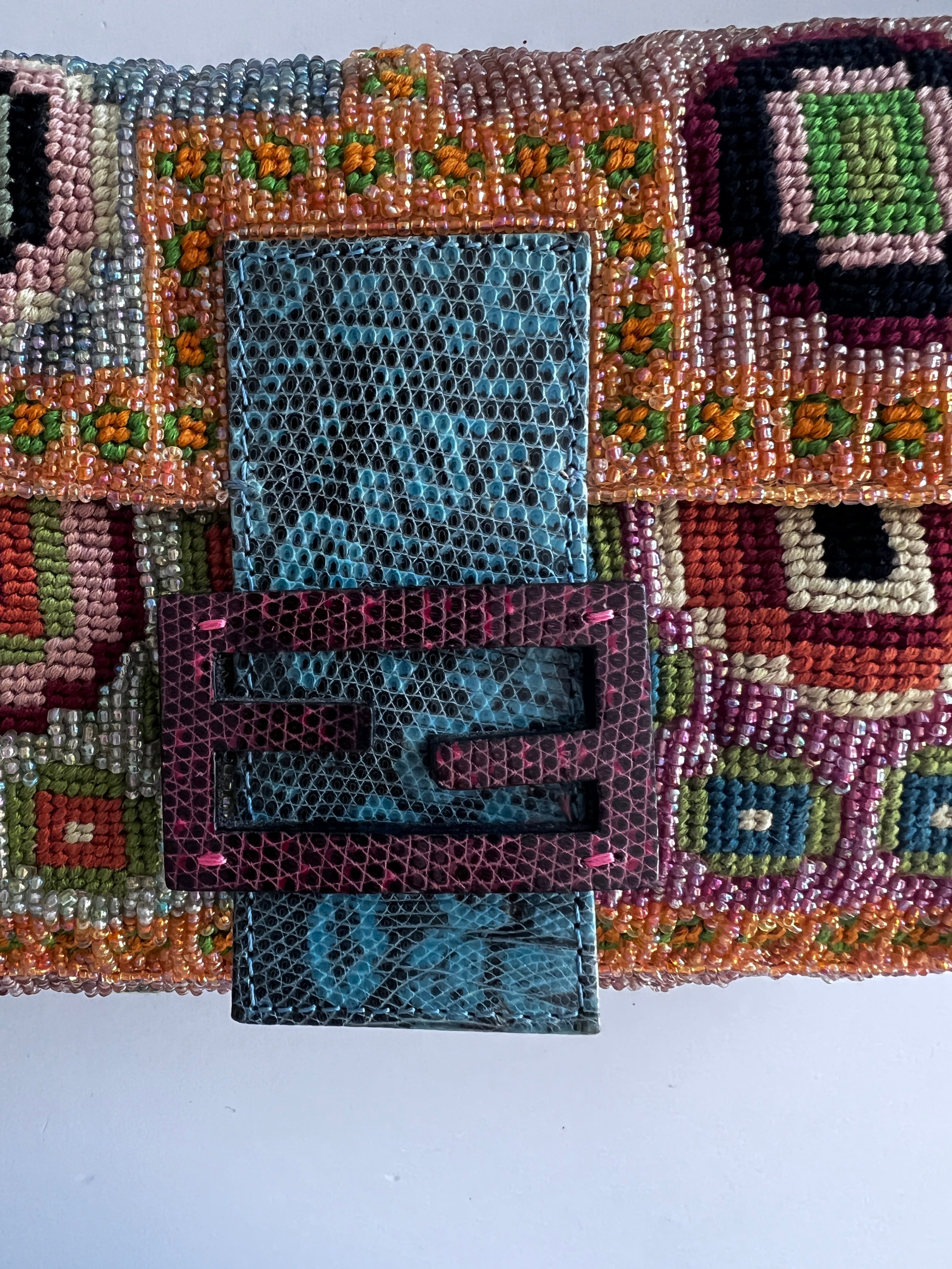 Vintage Fendi Madonna Beaded Baguette Bag - Luxury Designer Crossbody Purse for Women, Perfect for Parties, Weddings & Evening Events