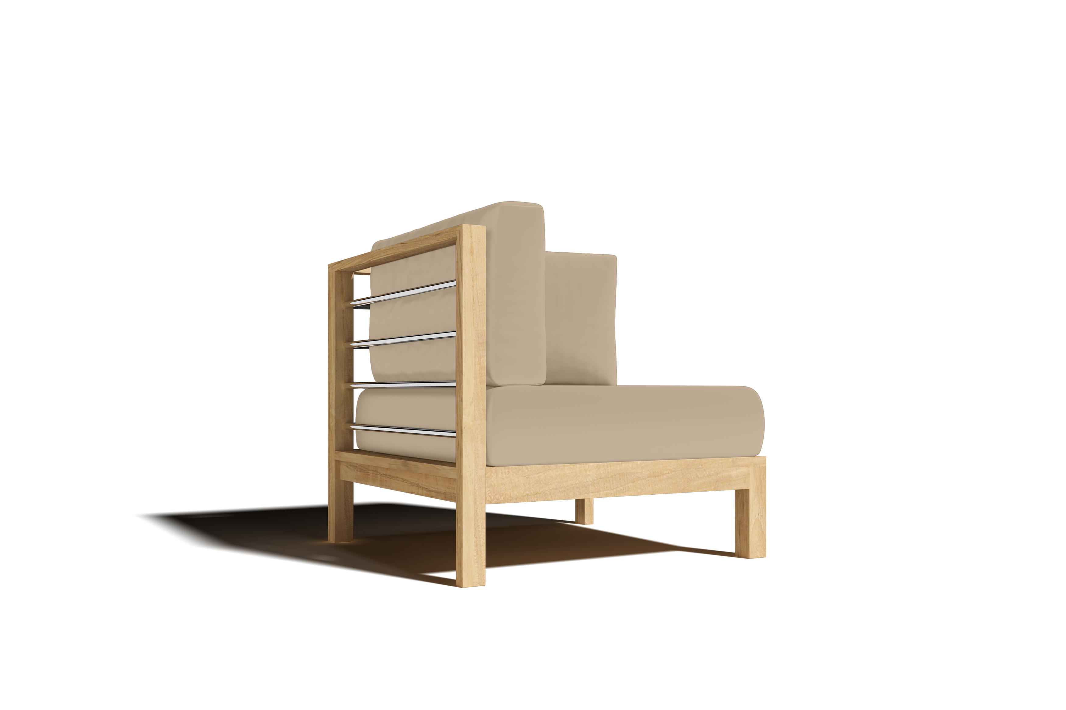 Premium 7-Piece Teak Outdoor Sectional Sofa Set with Sunbrella Fawn Cushions – Deep Seating Patio Furniture for Garden, Poolside & Backyard Relaxation