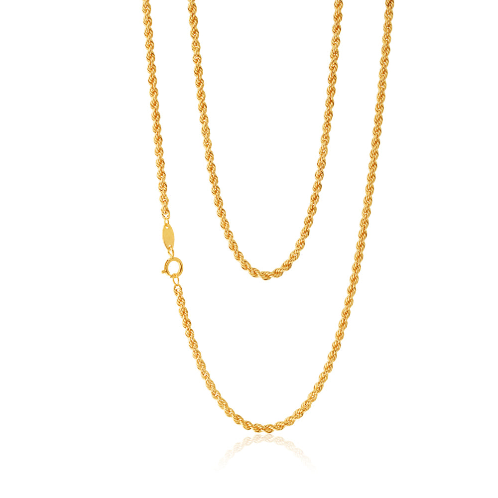 9ct Yellow Gold 45cm Rope Chain Necklace for Women - Dainty & Elegant Jewelry Gift for Her - Perfect for Everyday Wear, Special Occasions & Layering