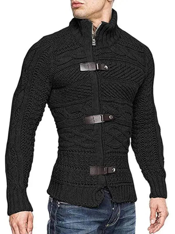 Men's Stylish Side Buckle Cardigan Sweater - Casual Knitwear for Office, Date & Fall Layering