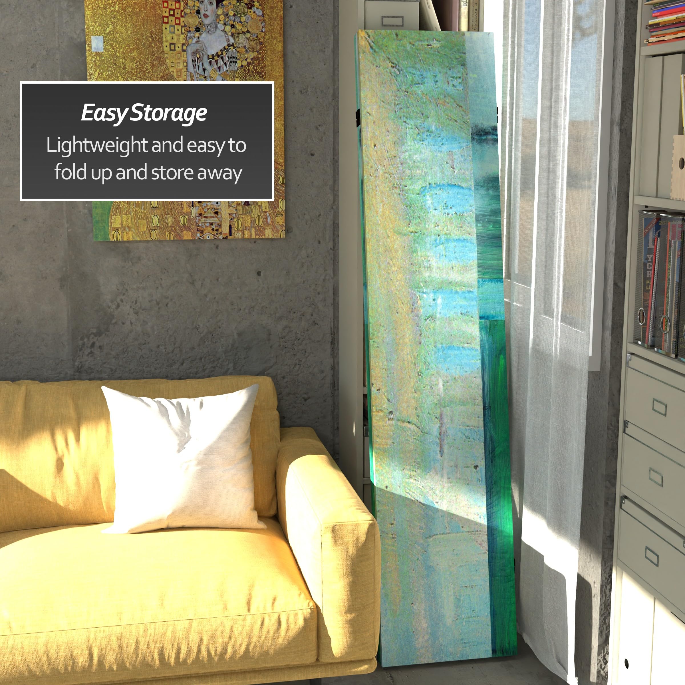 6 ft. Tall Red Lantern Winter Woods Double-Sided Canvas Room Divider in Beige & Gray - Perfect for Home Office, Living Room Partition, and Event Decoration