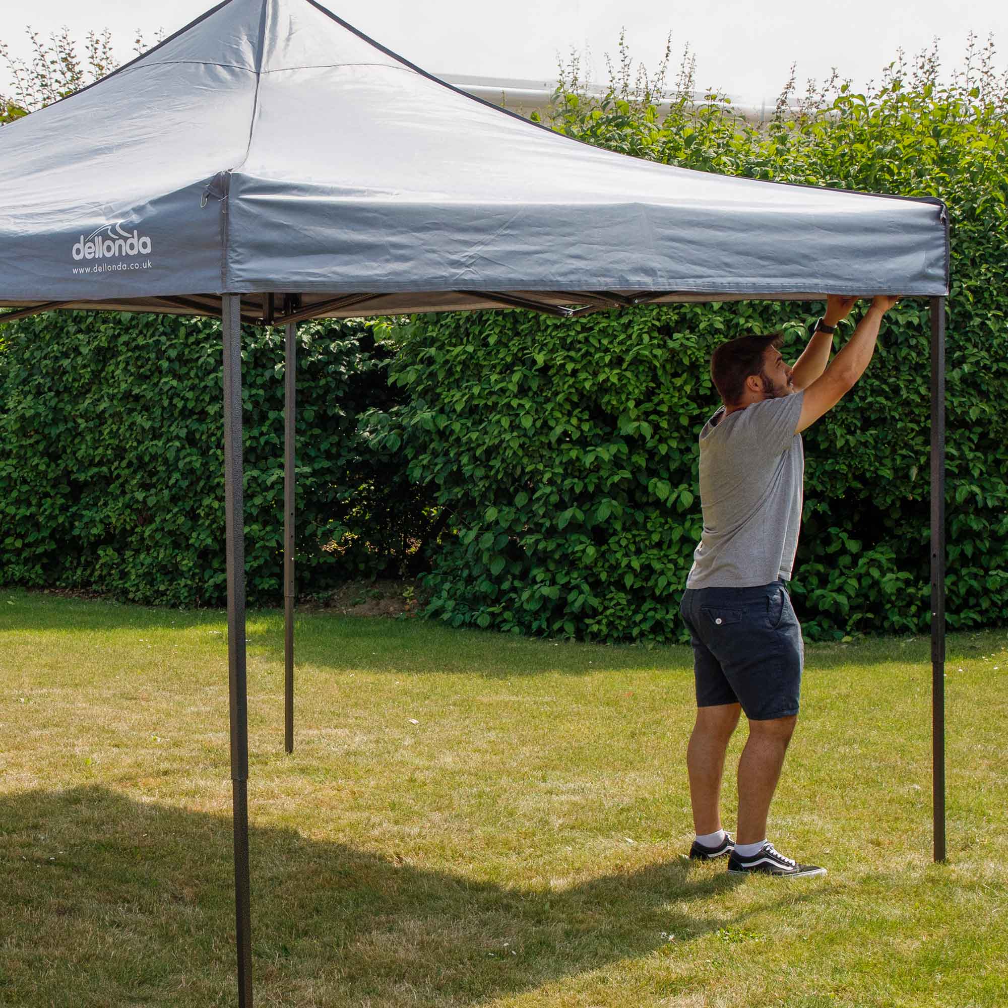 Premium 2x2m Pop Up Gazebo with Waterproof Side Walls - Portable Canopy Tent with Carry Bag, Stakes & Weight Bags - Grey (DG163) - Perfect for Backyard BBQs, Camping & Outdoor Events