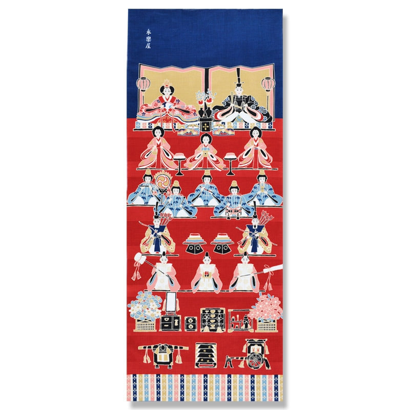 Premium Kyo Yuzen Dyed Tenugui Hand Towel - Traditional Japanese Hinamatsuri Doll Festival Design - Handmade in Kyoto, Japan - Perfect for Home Decor, Gift & Cultural Events