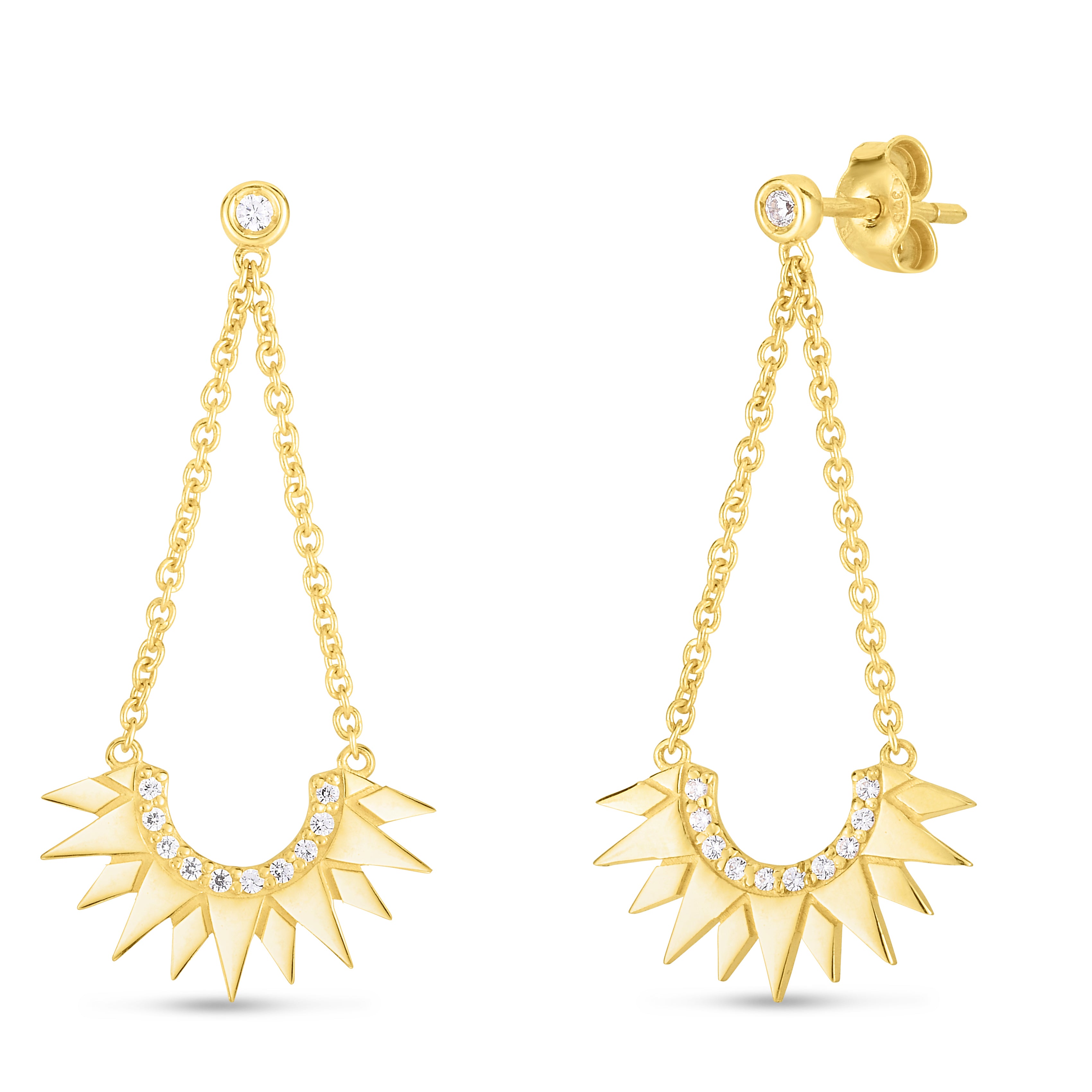14K Gold Diamond Sunburst Dangle Earrings for Women - Elegant & Sparkling Jewelry for Parties, Weddings & Special Occasions