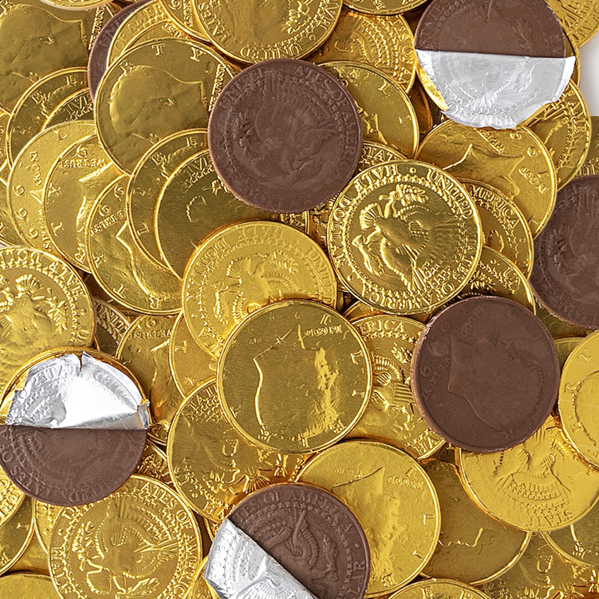The Snackery Large Kennedy Half Dollar Gold Foil Chocolate Coins - 180 Individually Wrapped Milk Chocolate Coins (2 lb) - Perfect for Parties, Favors, Treasure Hunts & Holiday Gifts
