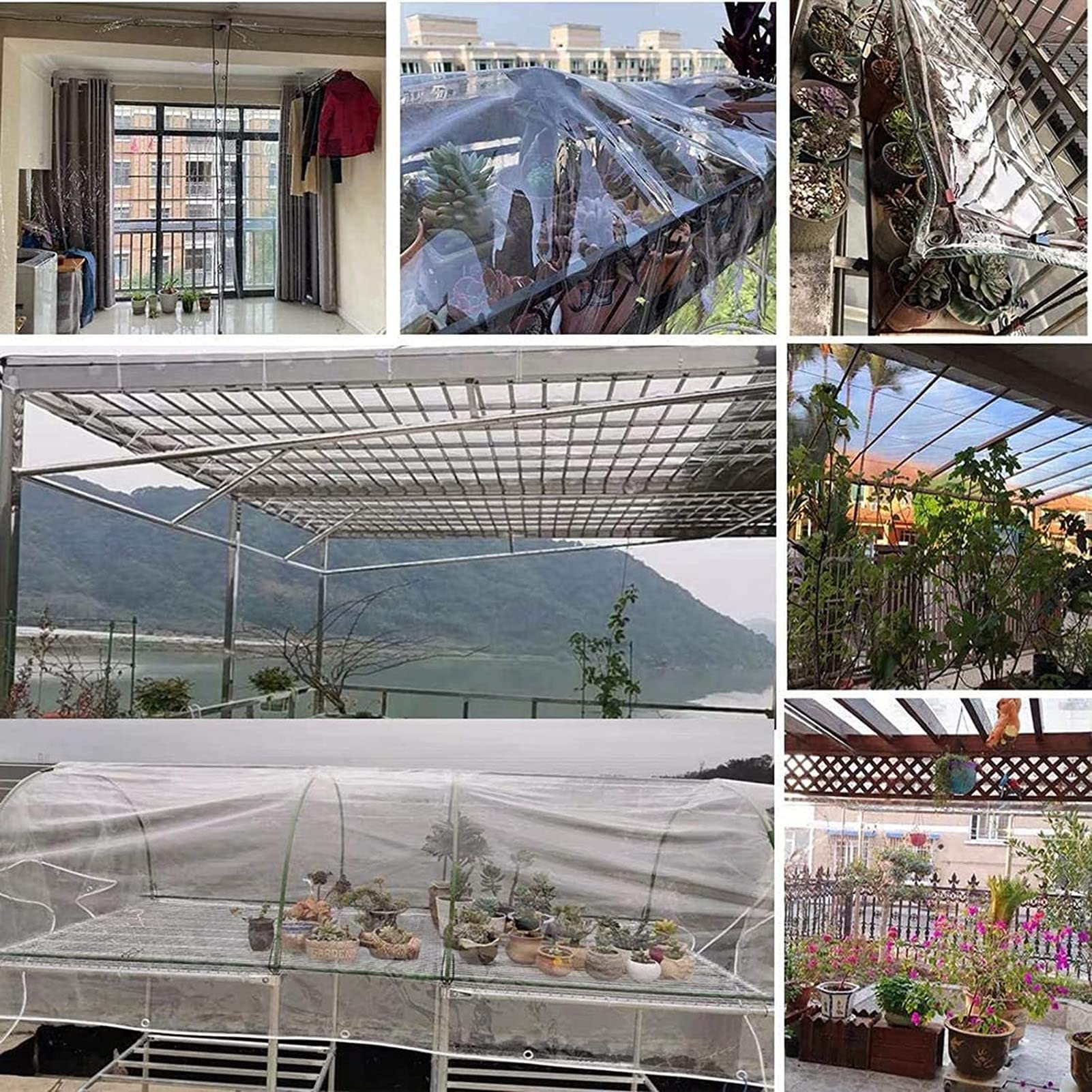 26x33Ft Transparent Waterproof PVC Tarp with Reinforced Eyelets - Heavy Duty Ripstop Windproof Tarpaulin for Outdoor Use | Boat Cover, Patio Protection, Garden Plant Shelter, Camping & Emergency Cover (8×10m)