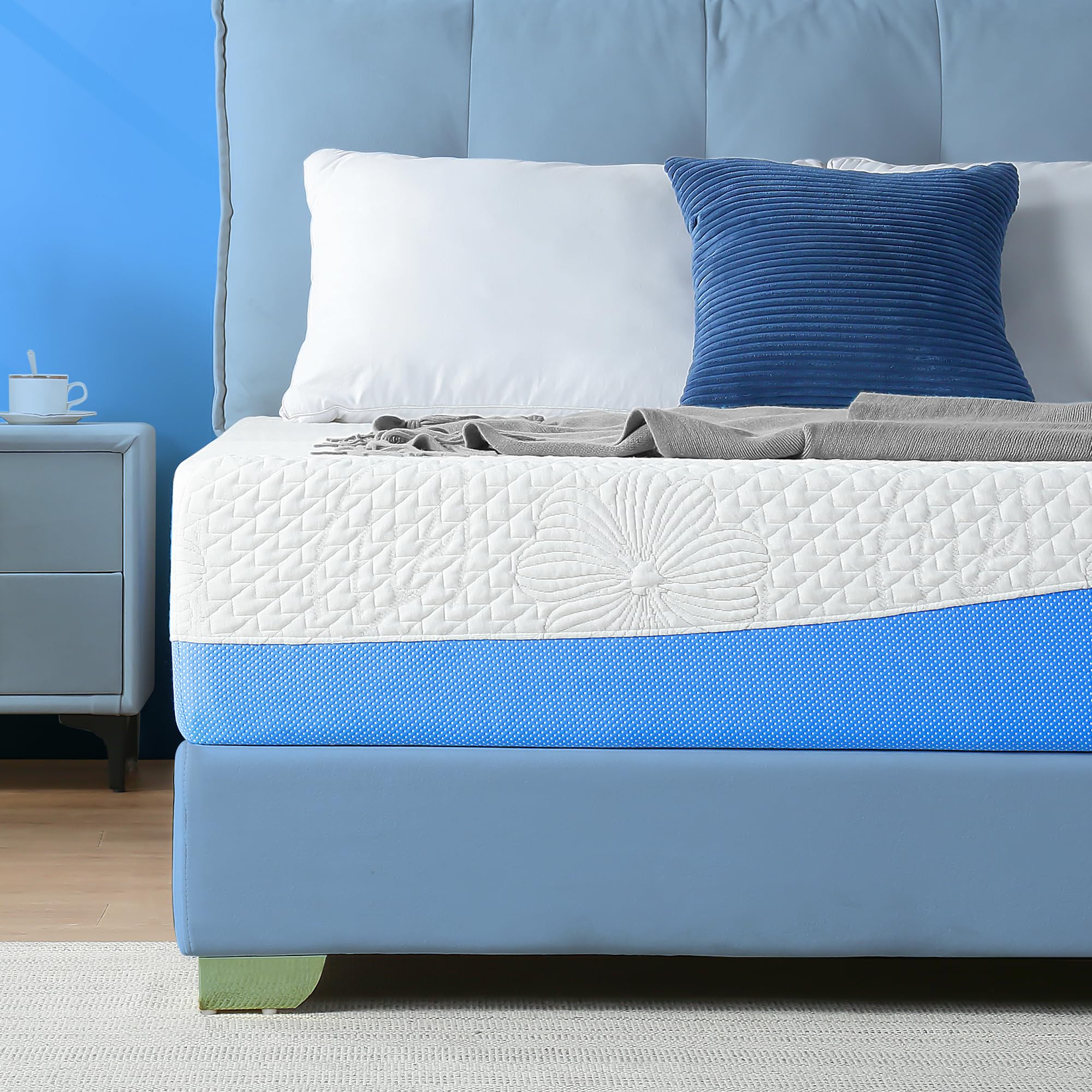 Olee Sleep 10 Inch Twin Size Gel Memory Foam Mattress - CertiPUR-US Certified, Medium Firm, Pressure Relief & Cooling Comfort - Perfect for Kids Rooms, Guest Beds & Small Spaces (Blue, Bed-in-a-Box)
