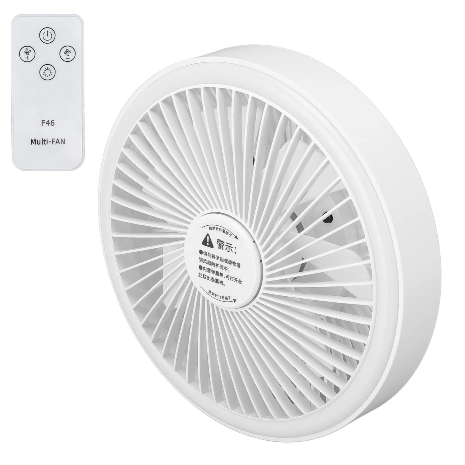 Gaeirt USB Rechargeable Wall Mounted Tent Fan - Portable Mini Electric Fan with Remote Control, 3 Speed Settings for Travel, Camping, Hiking & Outdoor Activities (White)