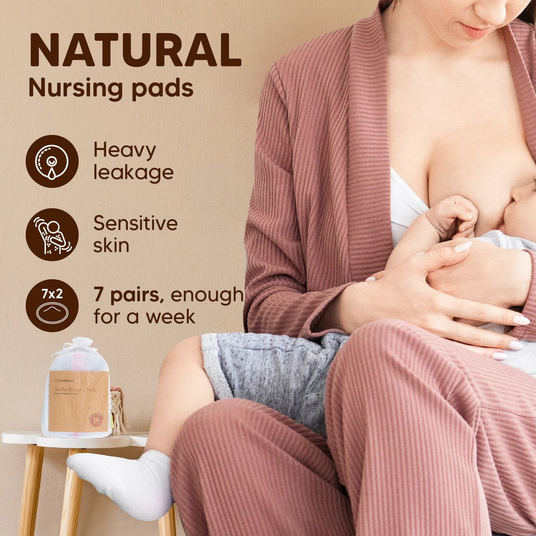 KeaBabies Organic Nursing Pads - 100% Cotton Breastfeeding Pads for Leak Protection, Ultra Soft & Comfortable for New Moms - Perfect for Daytime Use, Nighttime Comfort & On-the-Go Breastfeeding