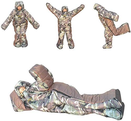 Wearable Sleeping Bag Jacket for Adults with Feet & Sleeves - Waterproof Windproof Thermal Sleeping Suit for Camping, Hiking, Outdoor Adventures - Includes Compression Sack - Perfect for Cold Weather Camping, Backpacking & Winter Sports