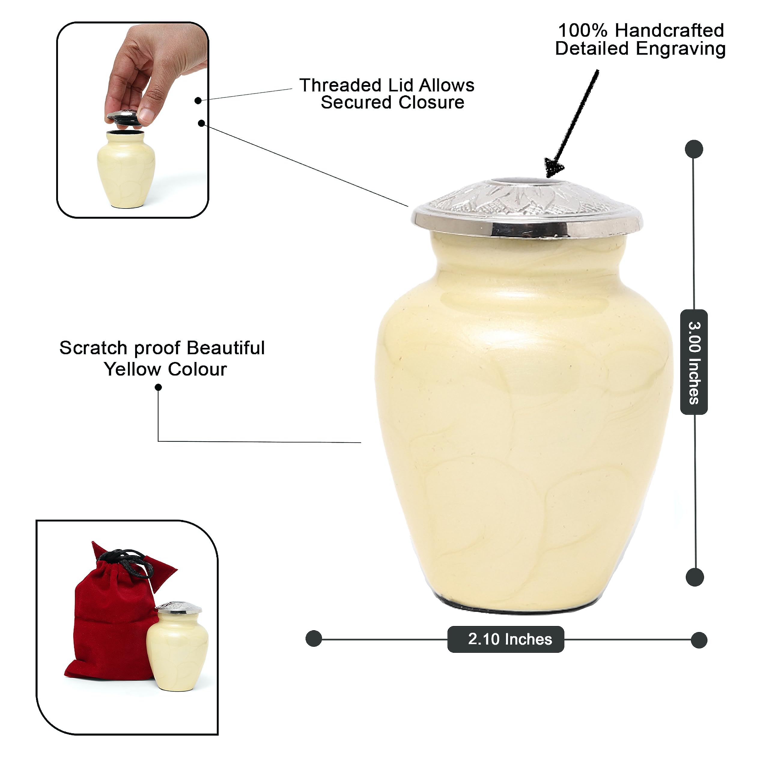 Premium Cremation Urns for Human Ashes - Adult Male & Female Memorial Urns with Sunflower Design | Large Urn, Small Keepsake Urn, Heart Urn, Display Stand & Velvet Carry Bags Set | Perfect for Funeral Services, Memorial Displays & Home Remembrance Ceremonies
