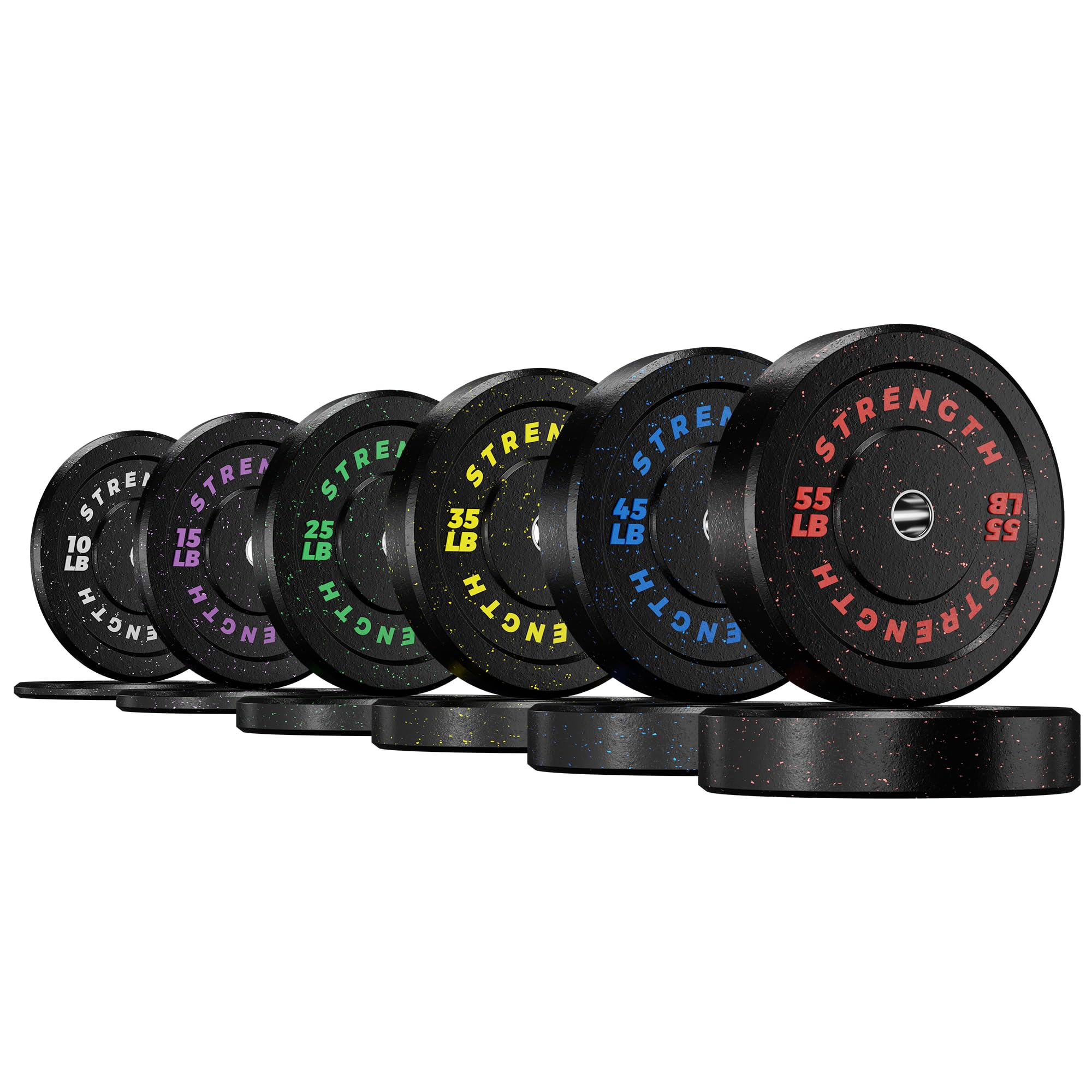GIKPAL Olympic Bumper Plates Set - 2-inch Rubber Weight Plates for Barbell (10lbs-55lbs) - Perfect for CrossFit, Home Gym & Strength Training