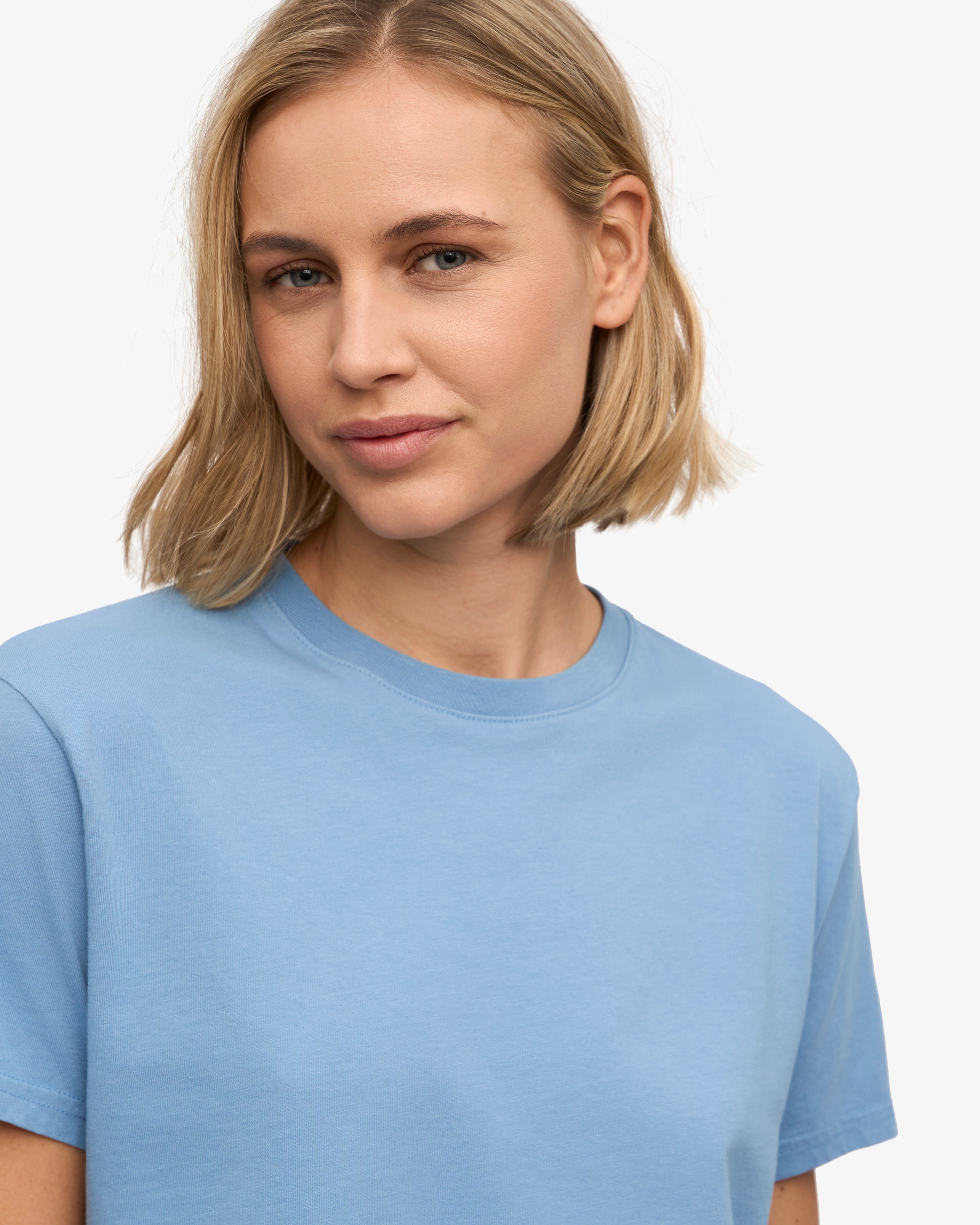 Organic Boxy Crop Tee - Women's Casual Short Sleeve T-Shirt in Seaside Blue | Perfect for Summer Outfits, Beach Wear & Street Style Fashion