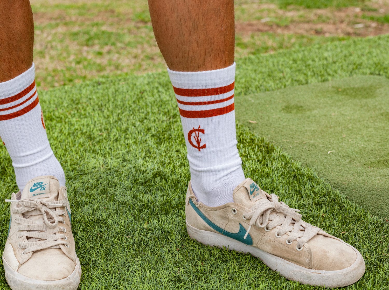 Breathable Tubular Socks for Men & Women - Soft Grassy C Cotton Blend in Burnt Orange - Perfect for Running, Hiking & Everyday Comfort
