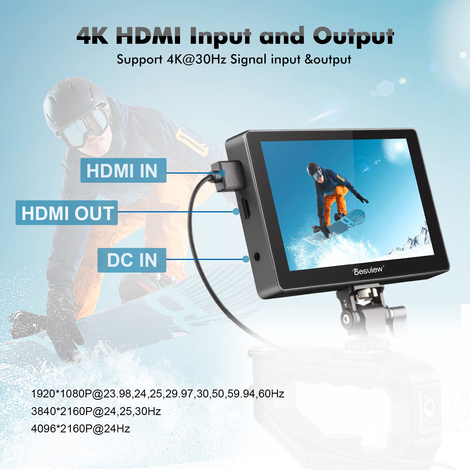 Desview R705 7-inch Touch Screen Field Monitor - Full HD 1920x1200 IPS, 4K HDMI Input with 3D LUT, Waveform & Peaking Focus Assist - Professional Video Monitor for DSLR & Mirrorless Cameras - Perfect for Filmmaking, Vlogging, and Studio Production