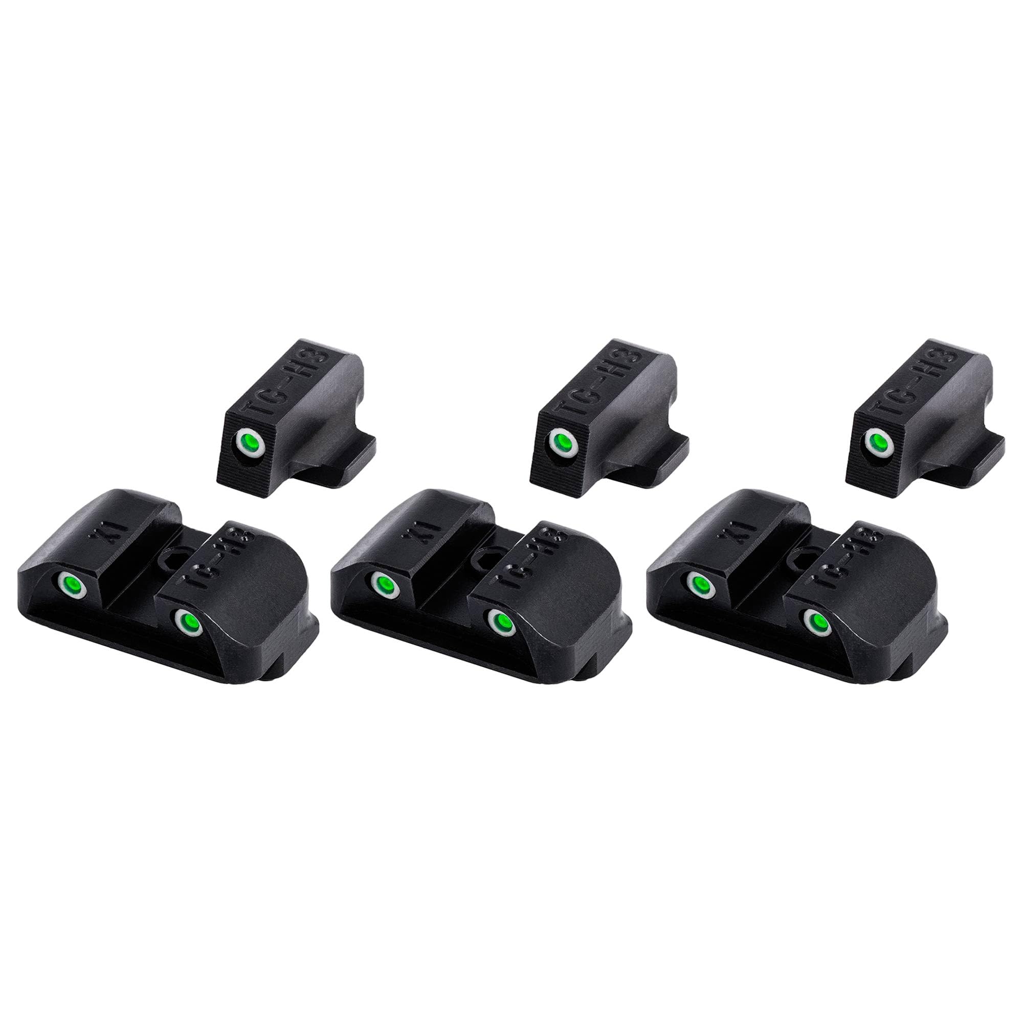TRUGLO Tritium Handgun Night Sights - Front & Rear Green Glow Dots with White Rings for Springfield XD XDM XDS Pistols (3 Pack) - Perfect for Low Light Shooting, Home Defense & Tactical Training