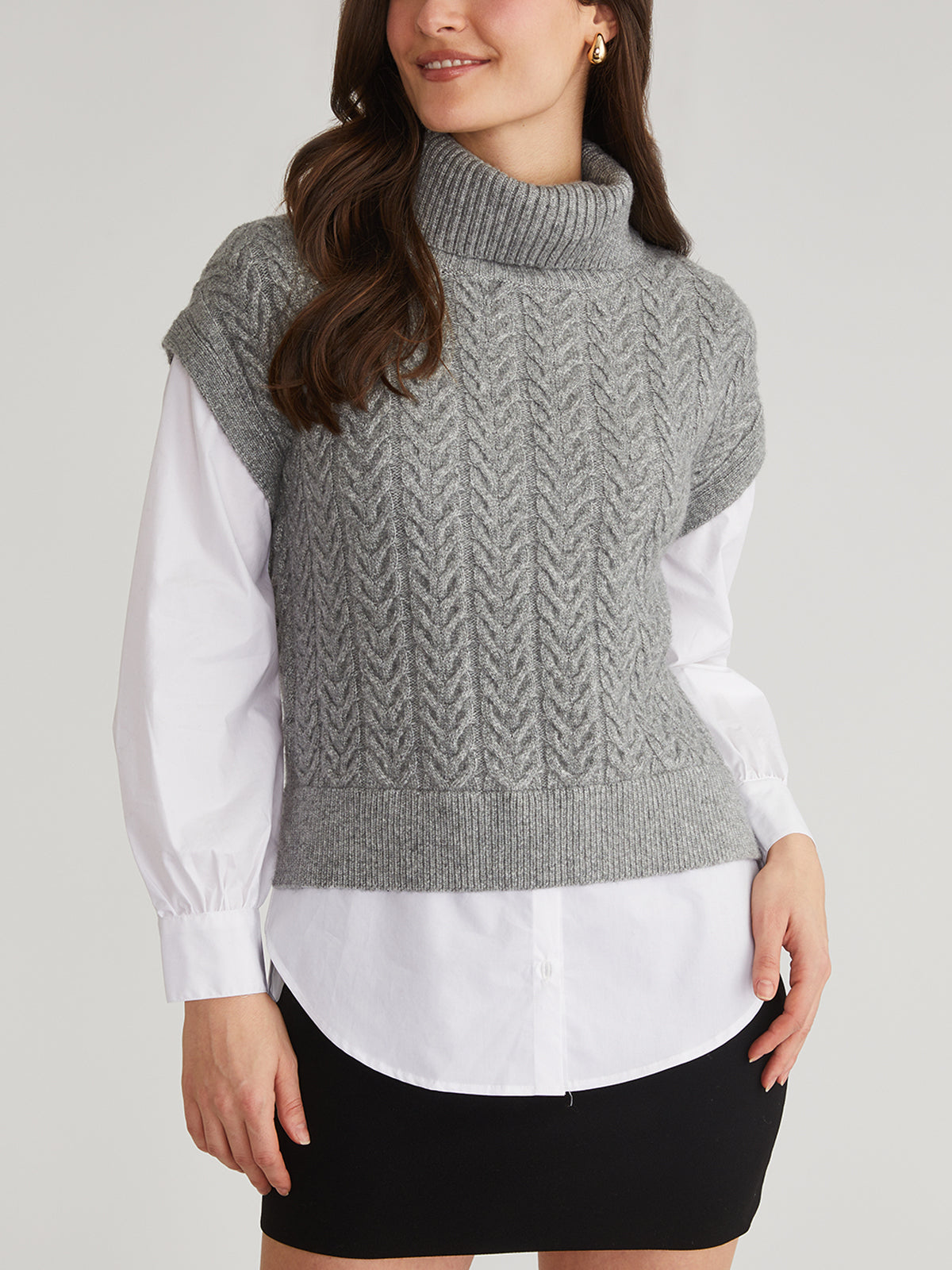 Stylish Sofia Mixed Media Layered Turtleneck Sweater for Women | Winter Fashion Knitwear | Perfect for Office, Date Night & Casual Outings