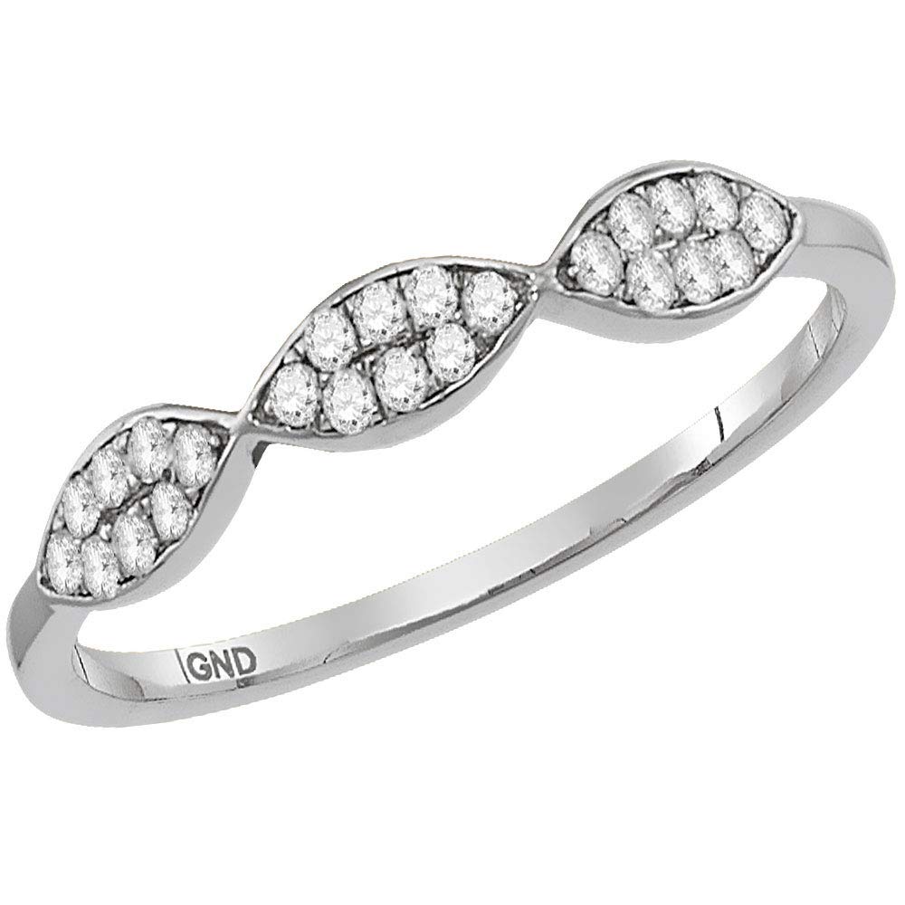 Dazzlingrock 14K White Gold Women's Round & Oval Diamond Stackable Band Ring - 1/8 CTTW - Perfect for Wedding, Anniversary, Valentine's Day & Everyday Elegance