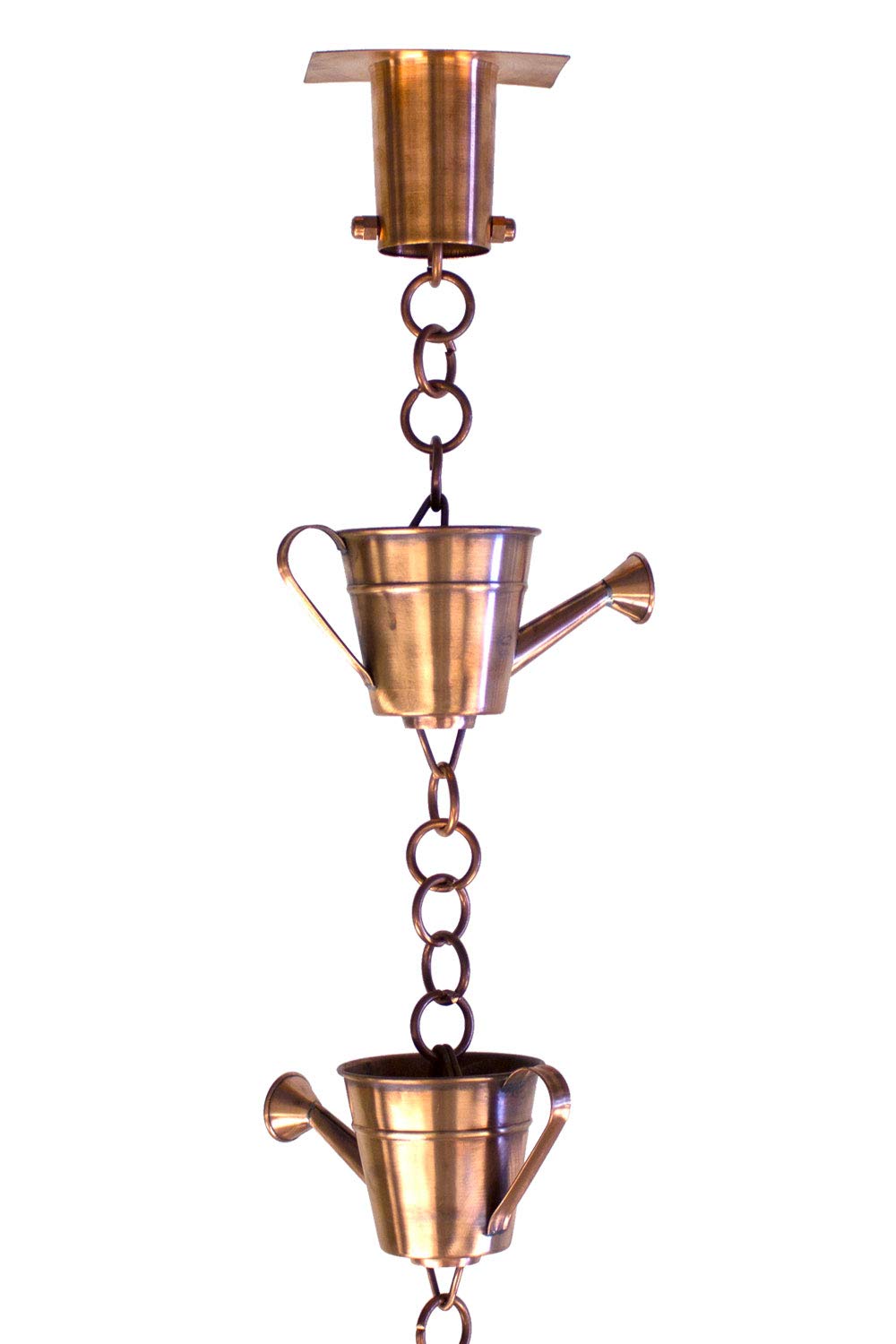 10 Foot Rain Chain with Watering Can Cups & Installation Kit - Decorative Garden Gutter Downspout Alternative for Patio, Yard & Outdoor Drainage