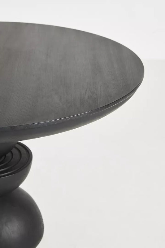 Handmade Modern Round Black Dining Table - Elegant Designer Wooden Table for Kitchen, Dining Room, or Small Space Decor
