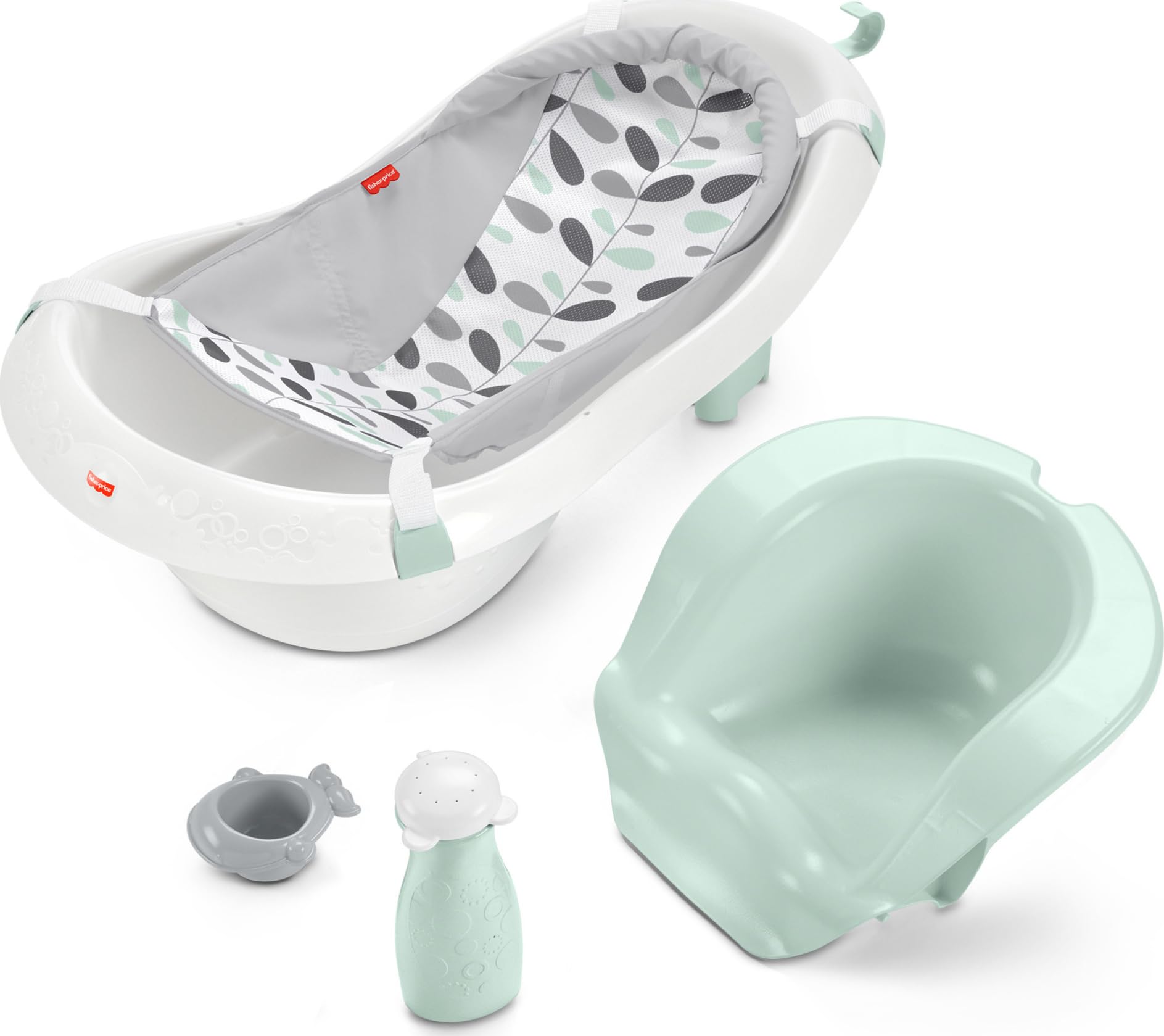 Fisher-Price 4-in-1 Baby to Toddler Bathtub with Removable Sling Seat, Infant Support & 2 Bath Toys - Perfect for Newborns, Infants & Growing Toddlers - Ideal for Safe Bathing, Playtime & Learning Water Confidence