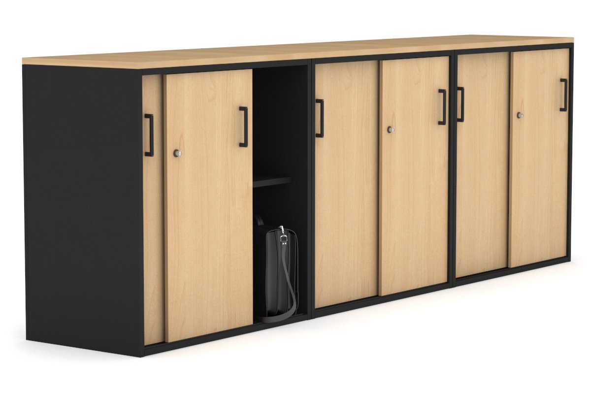 Modern 2400W x 900H x 450D Sliding Door Credenza for Office & Home - Medium Uniform Storage Cabinet with Smooth Gliding Doors - Perfect for Living Room, Bedroom or Entryway Organization