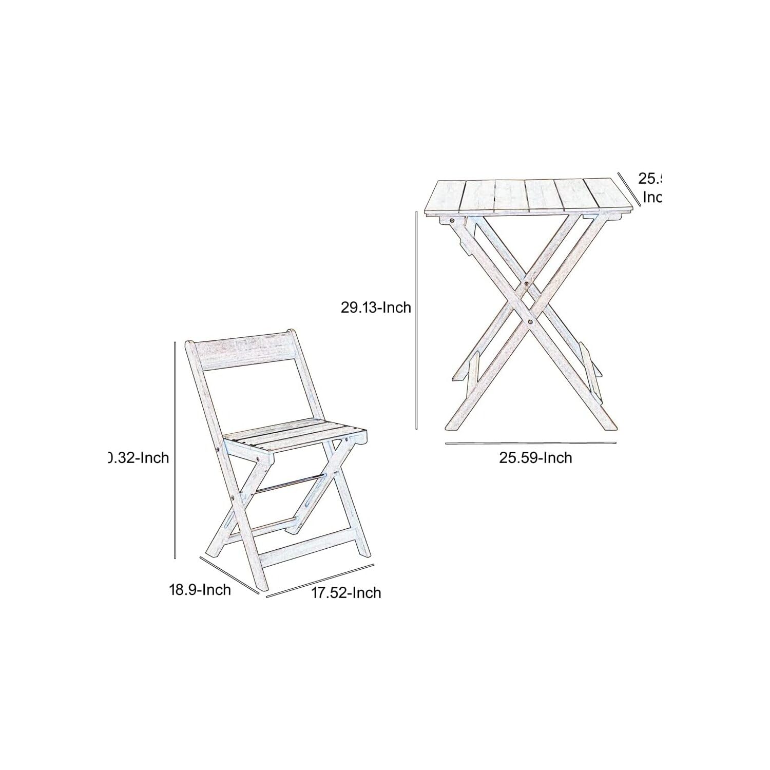 Linon Rockport Brown 3-Piece Square Dining Table Set - Brown Oil Finish for Kitchen, Dining Room, or Outdoor Patio